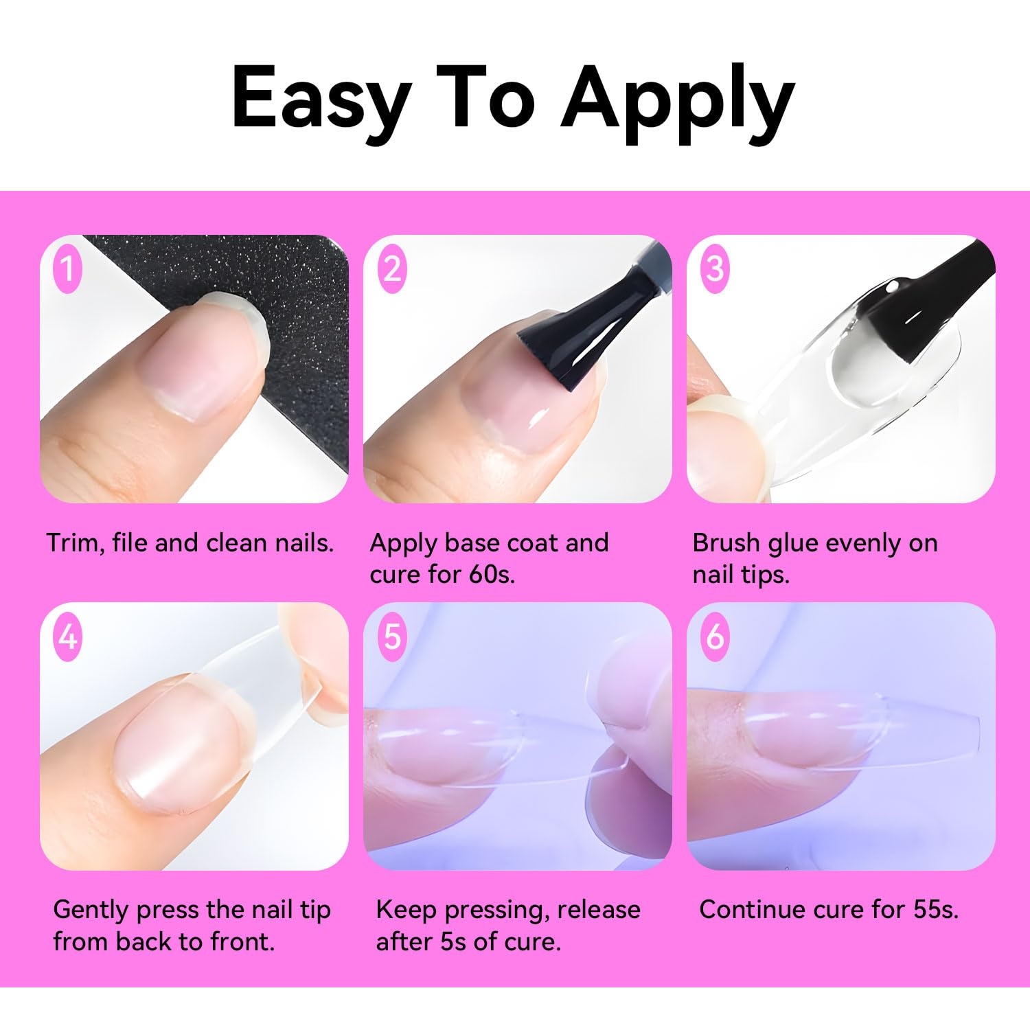 JODSONE 16.5ml Nail Glue Gel Clear and Long-Lasting Requires a Manicure Lamp to Cure for Attaching False Nails Repairing Broken Nails and Securing Decorations(16.5ml Clear 2-Pack) - view 7