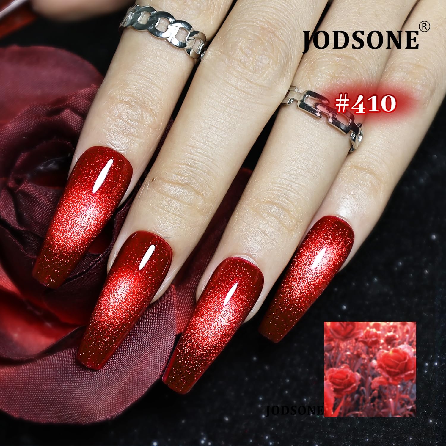 JODSONE 10 Colors Gel Nail Polish Set with Base Coat and Top Coat Magnetic Stick Aurora Crystals Cat Eye Perfect Holiday Gifts for Manicure and Lovers(10Colors-CE-6) - view 3