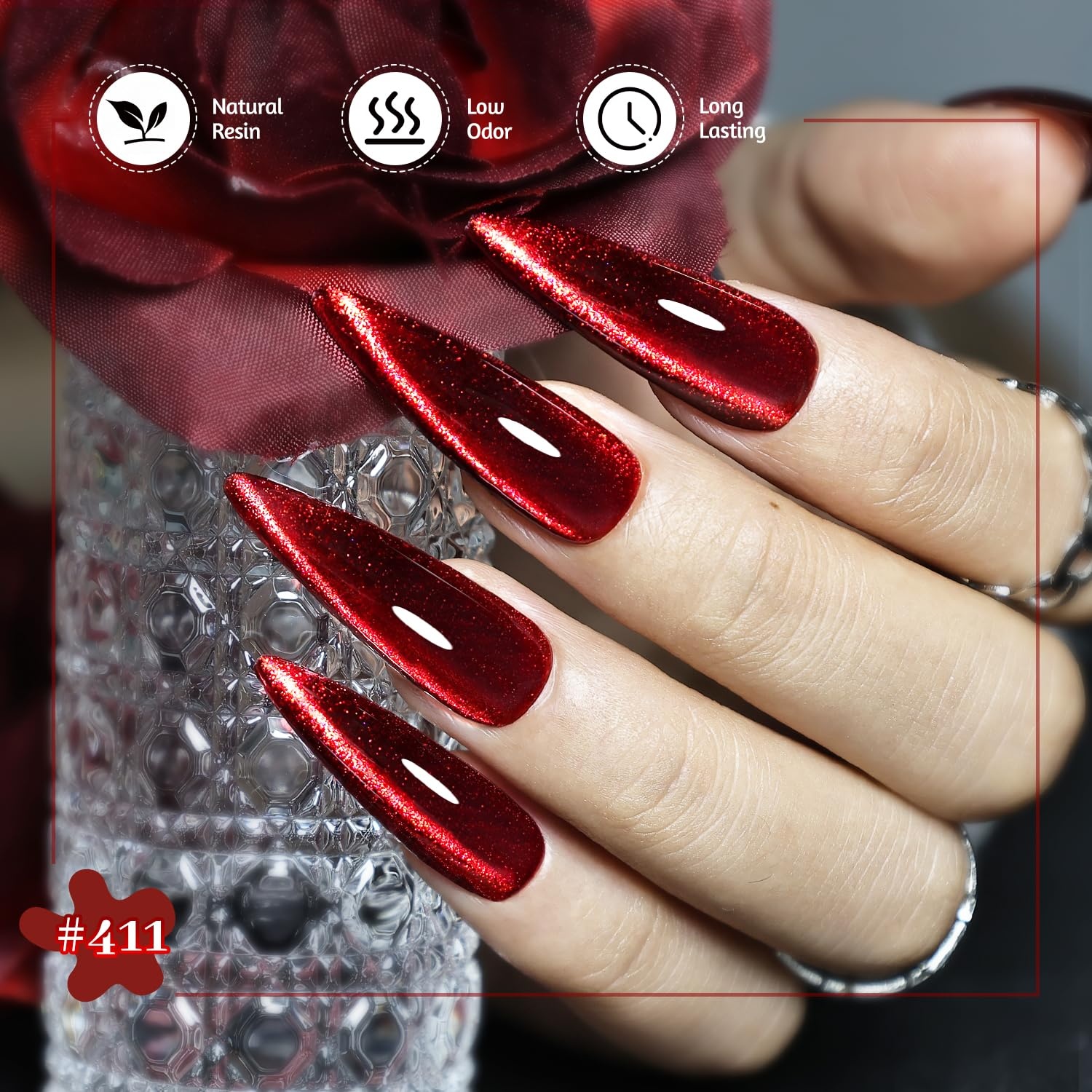 JODSONE 10 Colors Gel Nail Polish Set with Base Coat and Top Coat Magnetic Stick Aurora Crystals Cat Eye Perfect Holiday Gifts for Manicure and Lovers(10Colors-CE-6) - view 4
