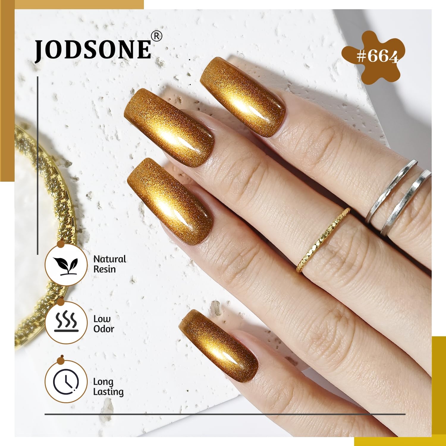 JODSONE 10 Colors Gel Nail Polish Set with Base Coat and Top Coat Magnetic Stick Aurora Crystals Cat Eye Perfect Holiday Gifts for Manicure and Lovers(10Color-CE-3) - view 4