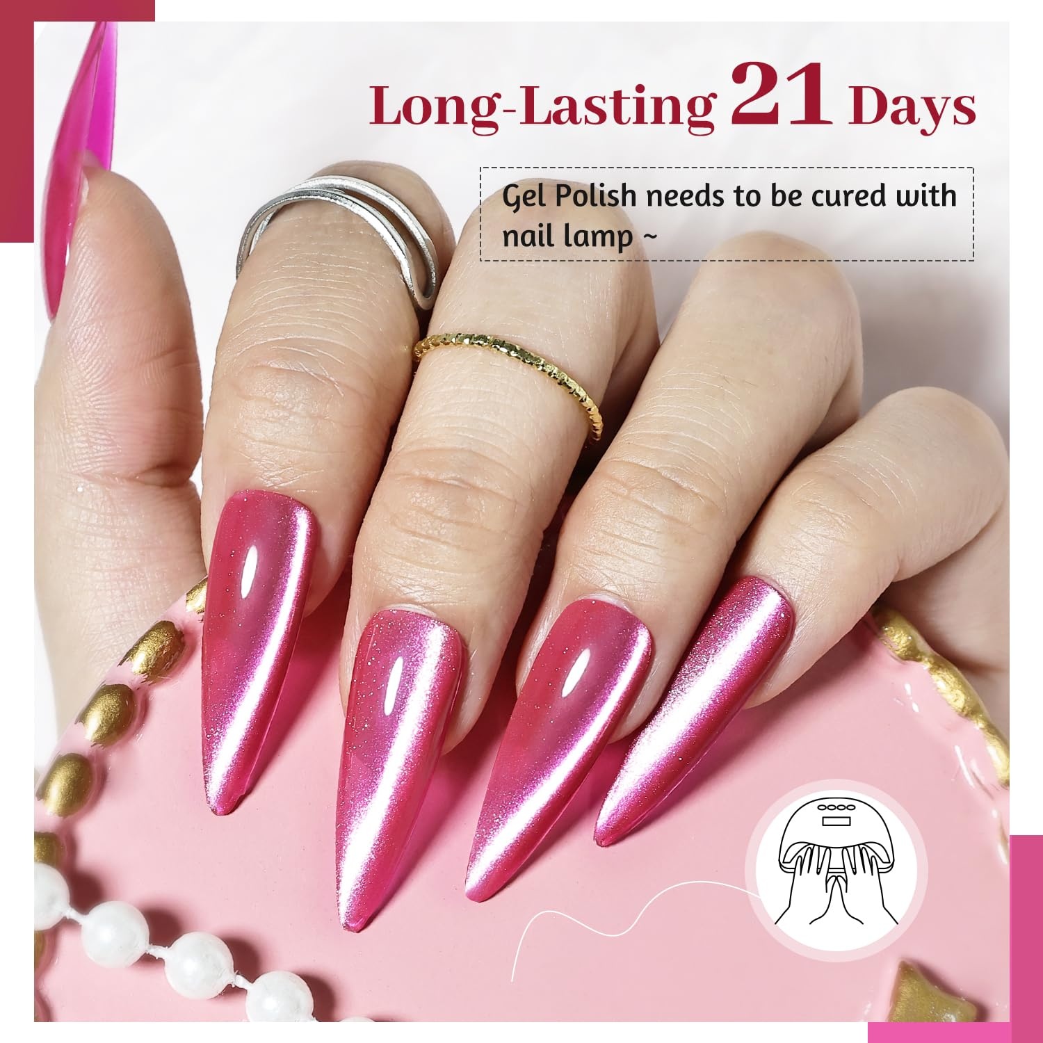 JODSONE 10 Colors Gel Nail Polish Set with Base Coat and Top Coat Magnetic Stick Aurora Crystals Cat Eye Perfect Holiday Gifts for Manicure and Lovers(10Color-CE-3) - view 5