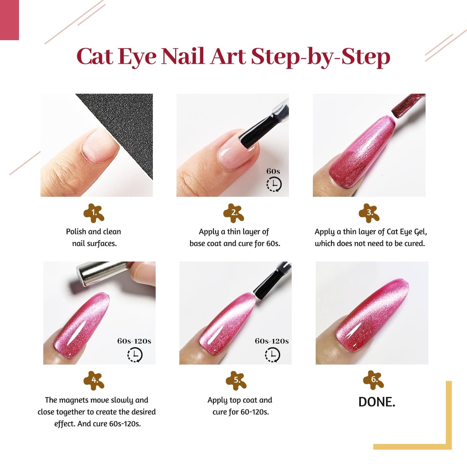 JODSONE 10 Colors Gel Nail Polish Set with Base Coat and Top Coat Magnetic Stick Aurora Crystals Cat Eye Perfect Holiday Gifts for Manicure and Lovers(10Color-CE-3) - view 6