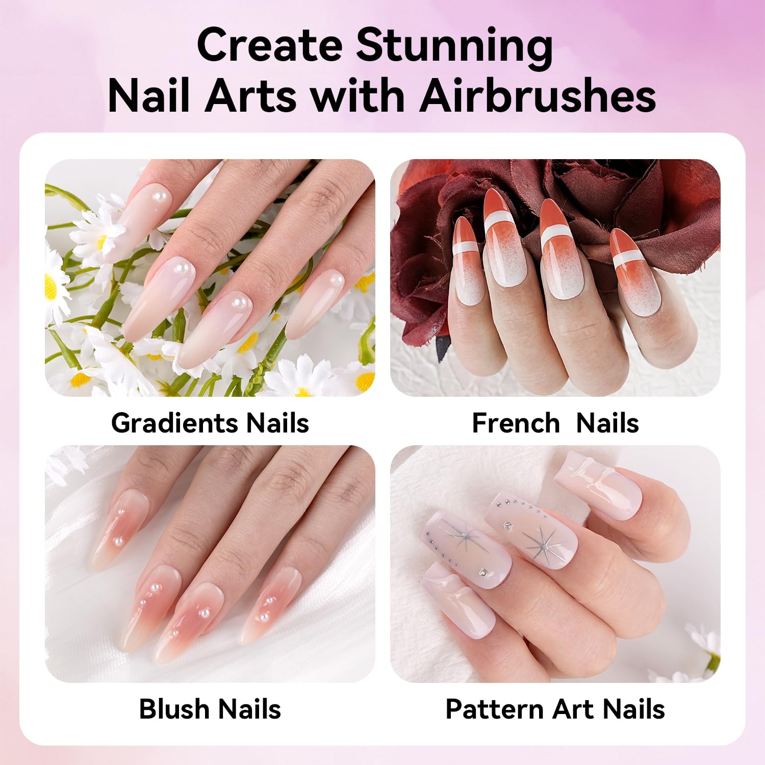 JODSONE 18ml Classic Airbrush Gel Nail Polish Set 6 Colors with White Red Blue Purple No Dilution Fine Mist Nail for Ombre Blush and French Manicure Designs Women’s Holiday Gift(6Color-Airbrush-2) - view 4