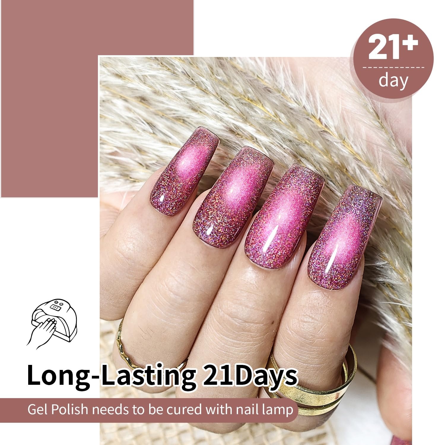 JODSONE 10 Colors Gel Nail Polish Set with Base Coat and Top Coat Magnetic Stick Aurora Crystals Cat Eye Perfect Holiday Gifts for Manicure and Lovers(10Color-CE-14) - view 5