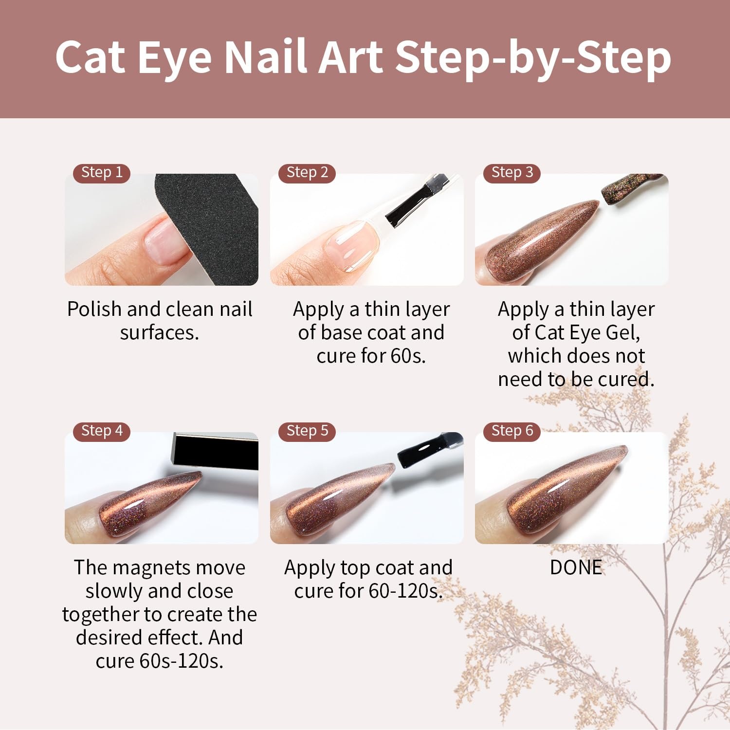 JODSONE 10 Colors Gel Nail Polish Set with Base Coat and Top Coat Magnetic Stick Aurora Crystals Cat Eye Perfect Holiday Gifts for Manicure and Lovers(10Color-CE-14) - view 7