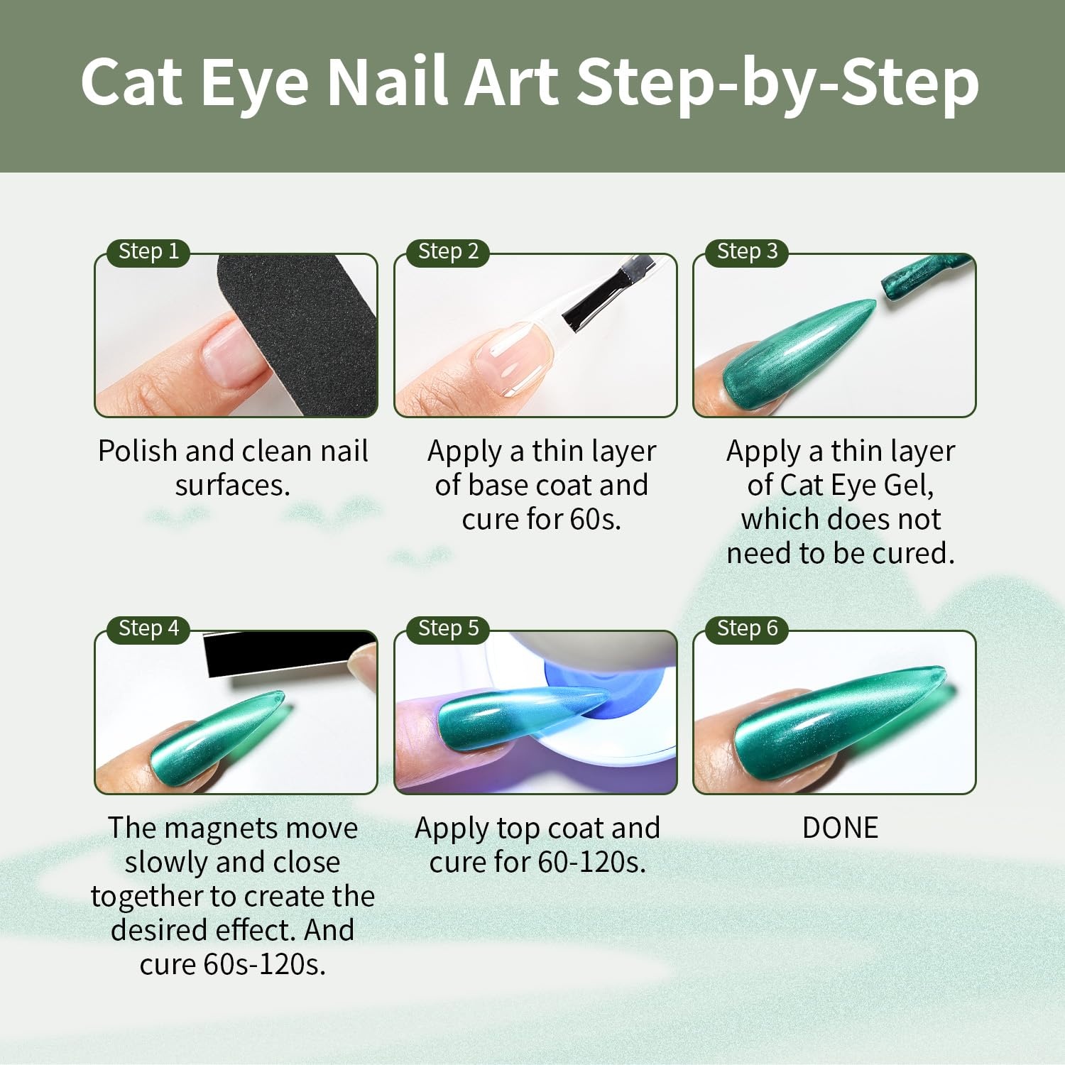 JODSONE 10 Colors Gel Nail Polish Set with Base Coat and Top Coat Magnetic Stick Aurora Crystals Cat Eye Perfect Holiday Gifts for Manicure and Lovers(10Color-CE-13) - view 6