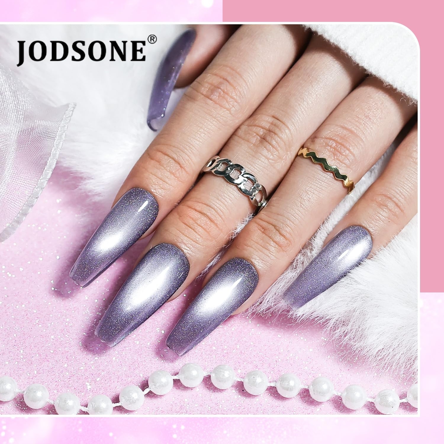 JODSONE 10 Colors Gel Nail Polish Set with Base Coat and Top Coat Magnetic Stick Aurora Crystals Cat Eye Perfect Holiday Gifts for Manicure and Lovers(10Color-CE-10) - view 3