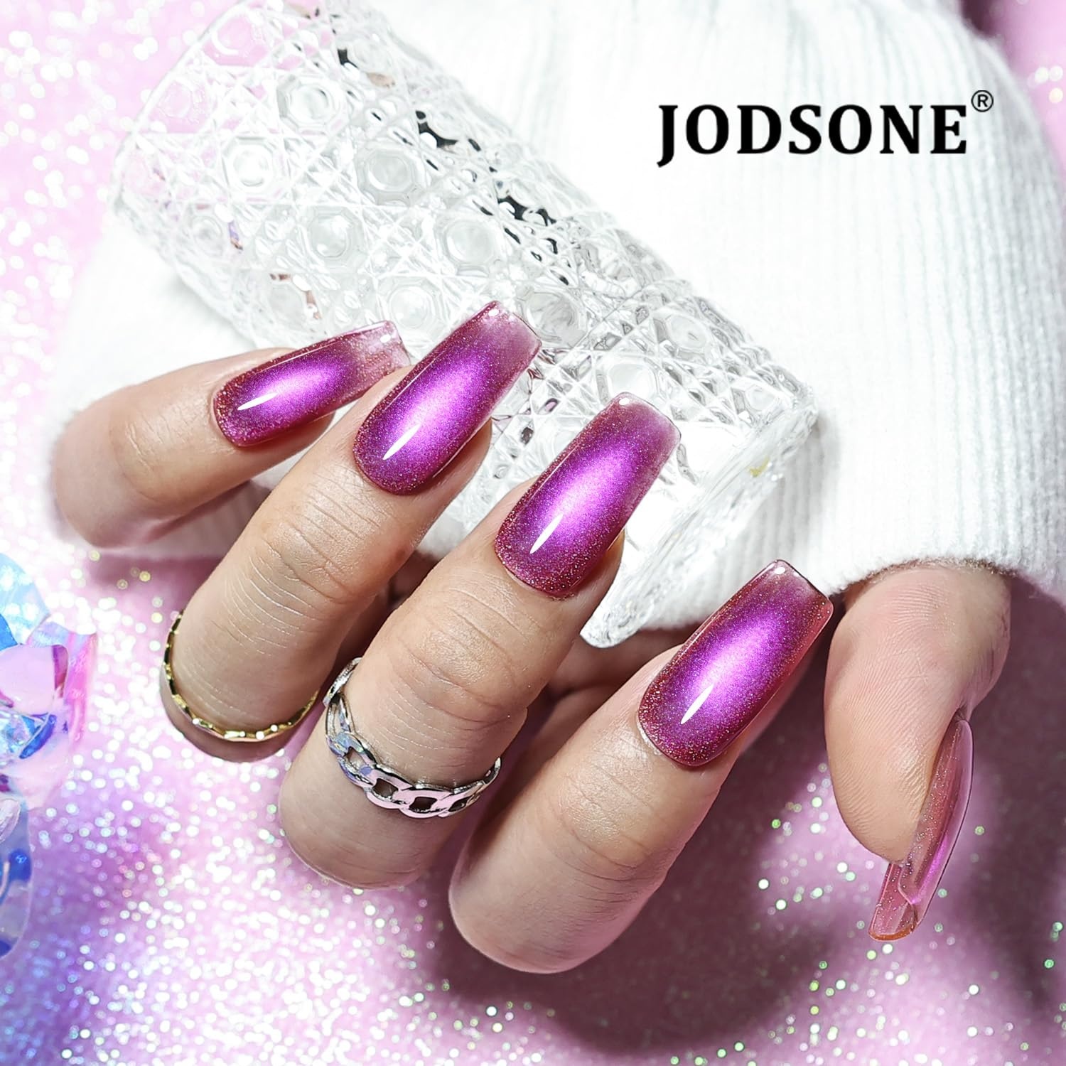 JODSONE 10 Colors Gel Nail Polish Set with Base Coat and Top Coat Magnetic Stick Aurora Crystals Cat Eye Perfect Holiday Gifts for Manicure and Lovers(10Color-CE-10) - view 4