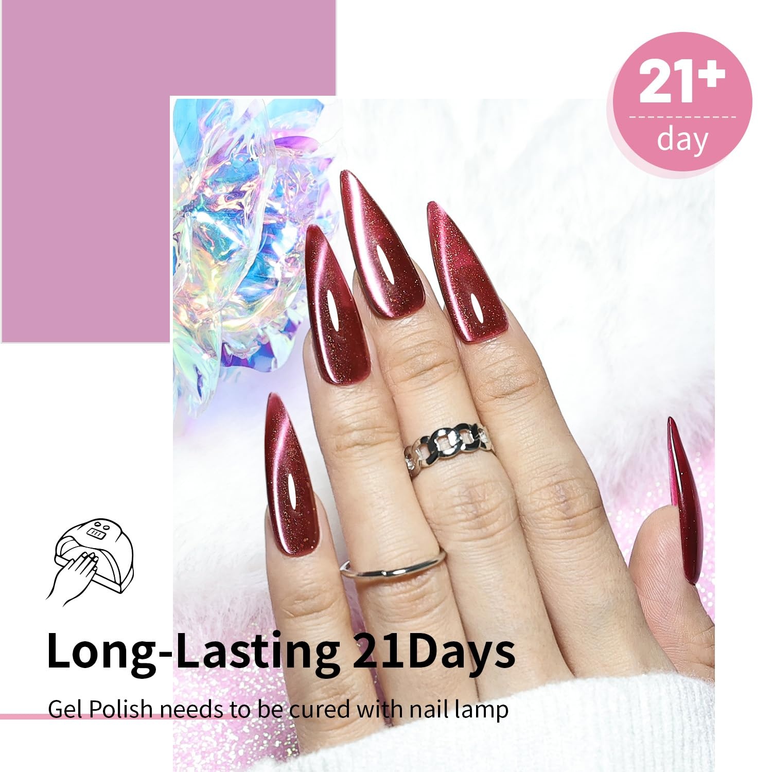 JODSONE 10 Colors Gel Nail Polish Set with Base Coat and Top Coat Magnetic Stick Aurora Crystals Cat Eye Perfect Holiday Gifts for Manicure and Lovers(10Color-CE-10) - view 5