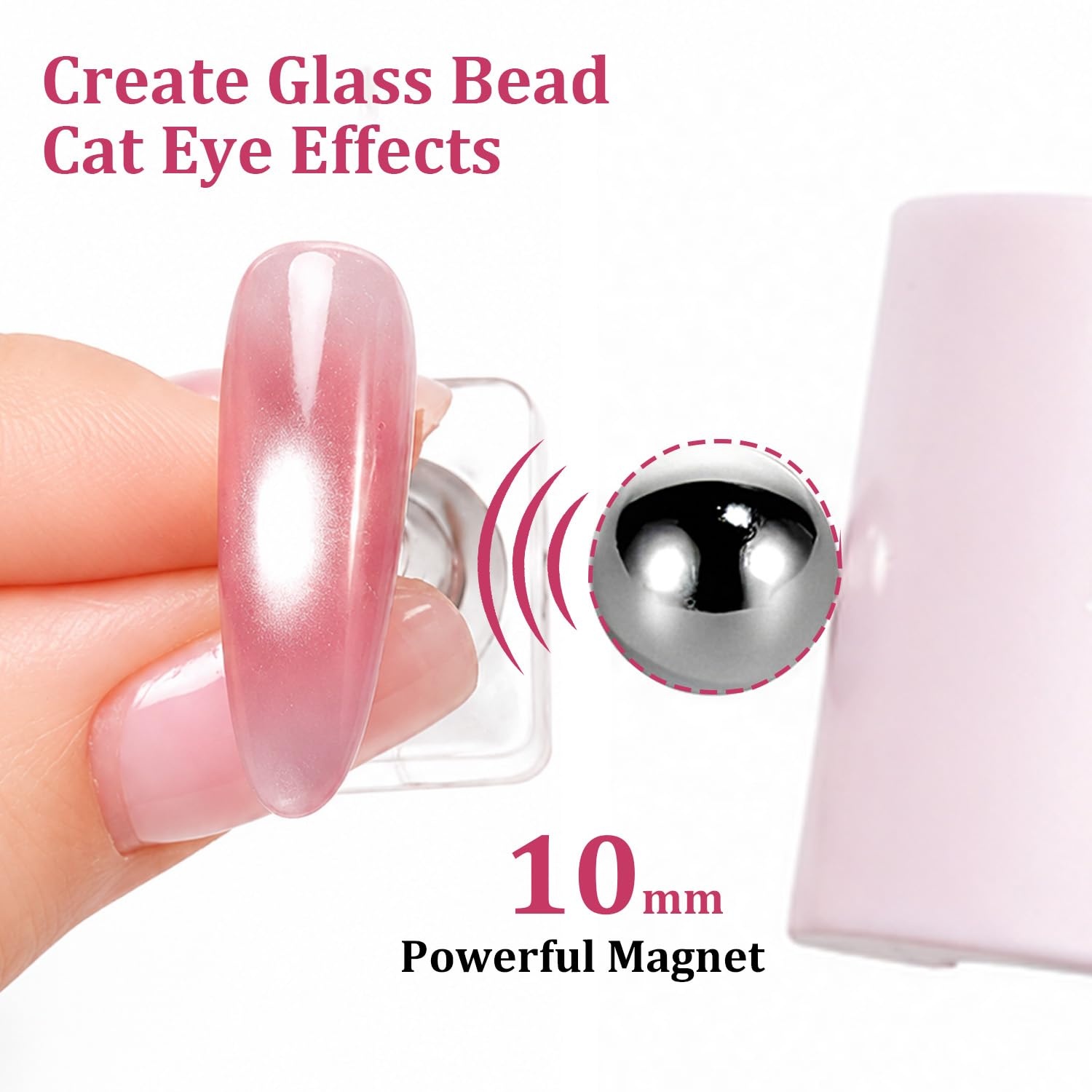 JODSONE 3-in-1 Cat Eye Magnet Nail Art Tool,Pink Gold Cylindrical & Round Ball Nail Magnet Pens, Multi-Effect Magnets for Cat Eye Gel Polish DIY at Home Salon(Magnet Only, No Gel Included)(CT-U2) - view 2
