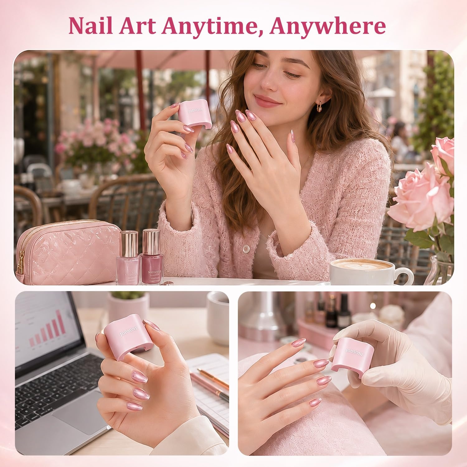 JODSONE 3-in-1 Cat Eye Magnet Nail Art Tool,Pink Gold Cylindrical & Round Ball Nail Magnet Pens, Multi-Effect Magnets for Cat Eye Gel Polish DIY at Home Salon(Magnet Only, No Gel Included)(CT-U2) - view 7
