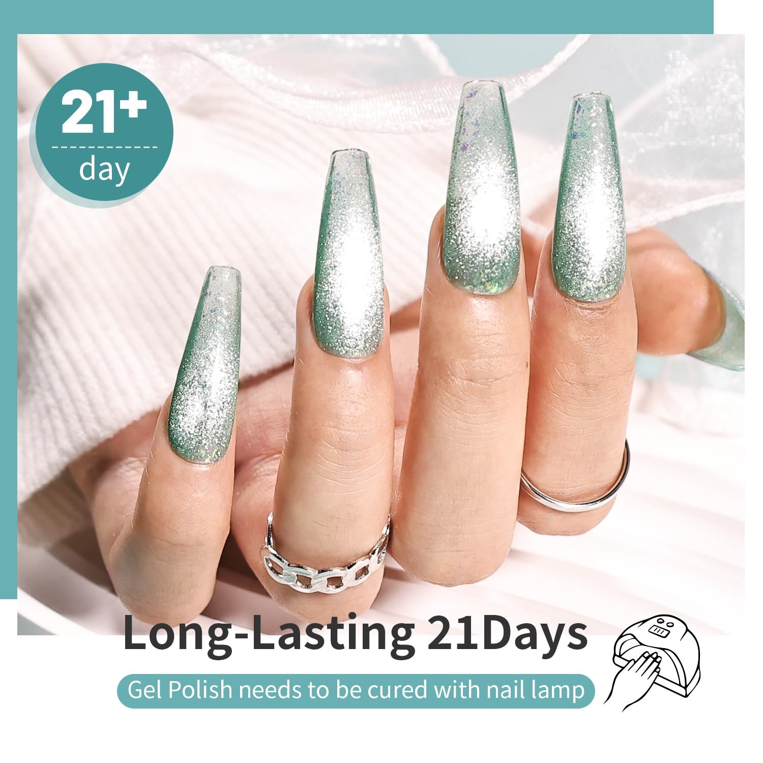 JODSONE 10 Colors Gel Nail Polish Set with Base Coat and Top Coat Magnetic Stick Aurora Crystals Cat Eye Perfect Holiday Gifts for Manicure and Lovers(10Color-CE-12) - view 5