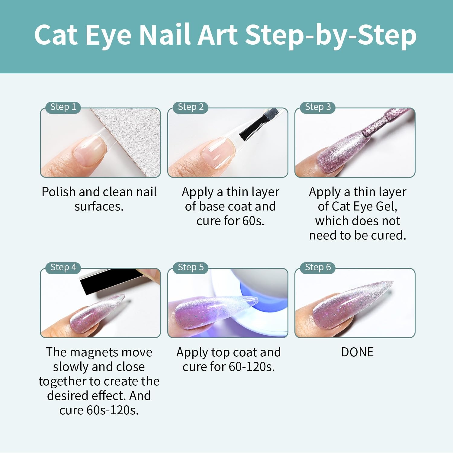 JODSONE 10 Colors Gel Nail Polish Set with Base Coat and Top Coat Magnetic Stick Aurora Crystals Cat Eye Perfect Holiday Gifts for Manicure and Lovers(10Color-CE-12) - view 7
