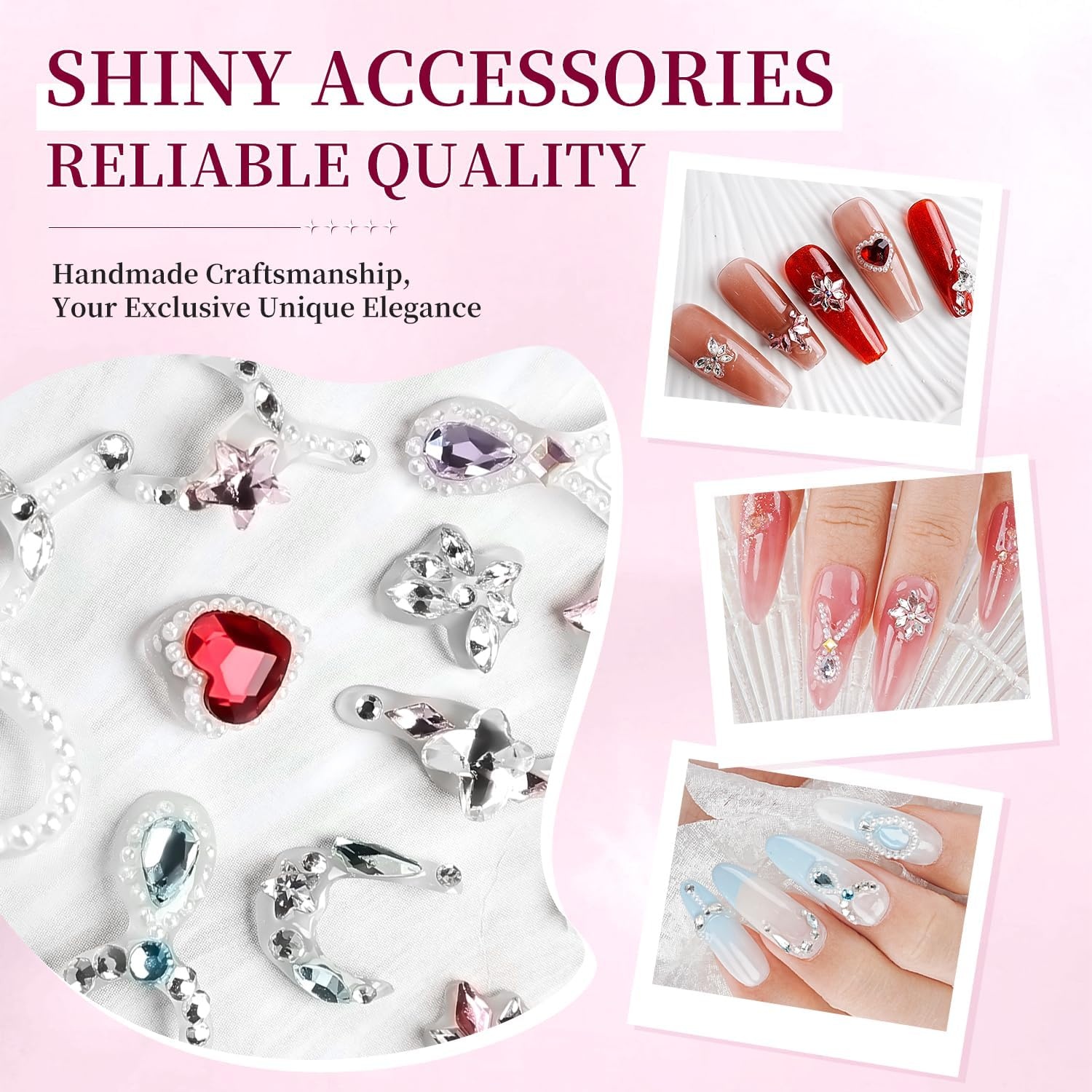 JODSONE Nail Charms,Nail Rhinestones Kit with 6 Boxes of Rhinestones,12 Nail Stickers in 2 Colors Multi Shape Pearls Jewels Crystals with Nails Art Tools(white-2) - view 3