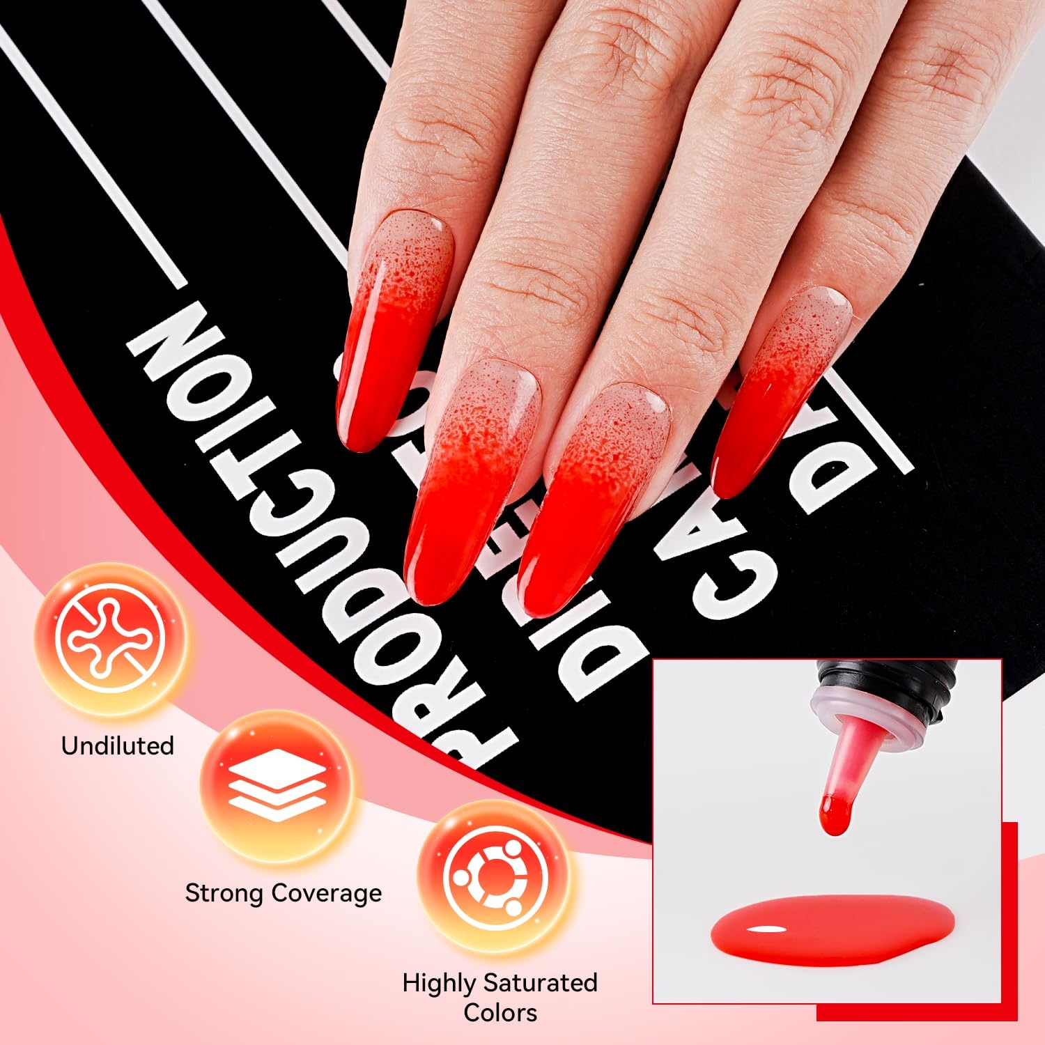 JODSONE 18ml Nude Airbrush Gel Nail Polish Fine Mist Nail No Dilution for Airbrush Nails Art Painting French Ombre Nail Art Designs(YLB003-Red)