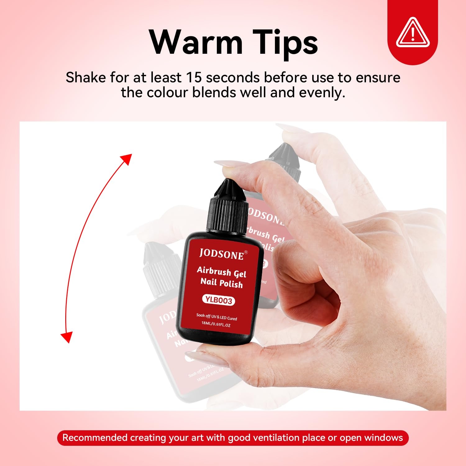 JODSONE 18ml Nude Airbrush Gel Nail Polish Fine Mist Nail No Dilution for Airbrush Nails Art Painting French Ombre Nail Art Designs(YLB003-Red) - view 6