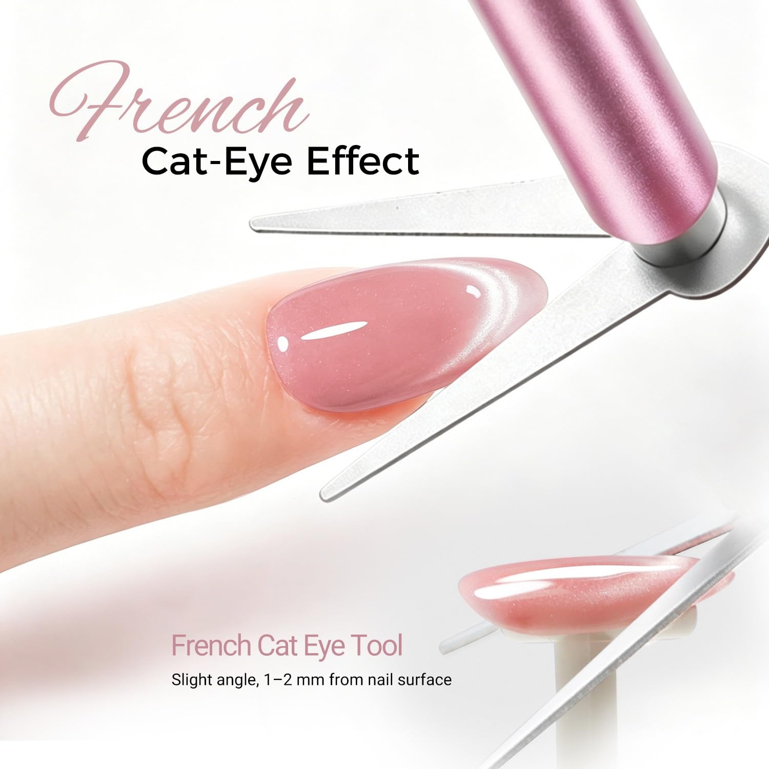 JODSONE 3-in-1 Cat Eye Magnet Nail Art Tool,Pink Gold Cylindrical & Round Ball Nail Magnet Pens, Multi-Effect Magnets for Cat Eye Gel Polish DIY at Home Salon(Magnet Only, No Gel Included)(CT-2) - view 4