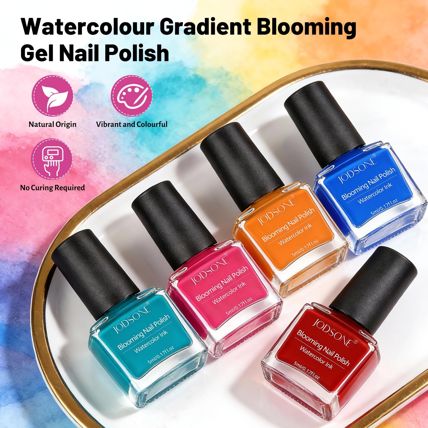 JODSONE Marble Nail Polish, Blooming Marble Ink Gel for Nails 12 Colors Blue Purple Pink Ink Magic Watercolor Blooming Marble Effects Gel Nail Polish at Home DIY Nail Art Flower Design - view 4