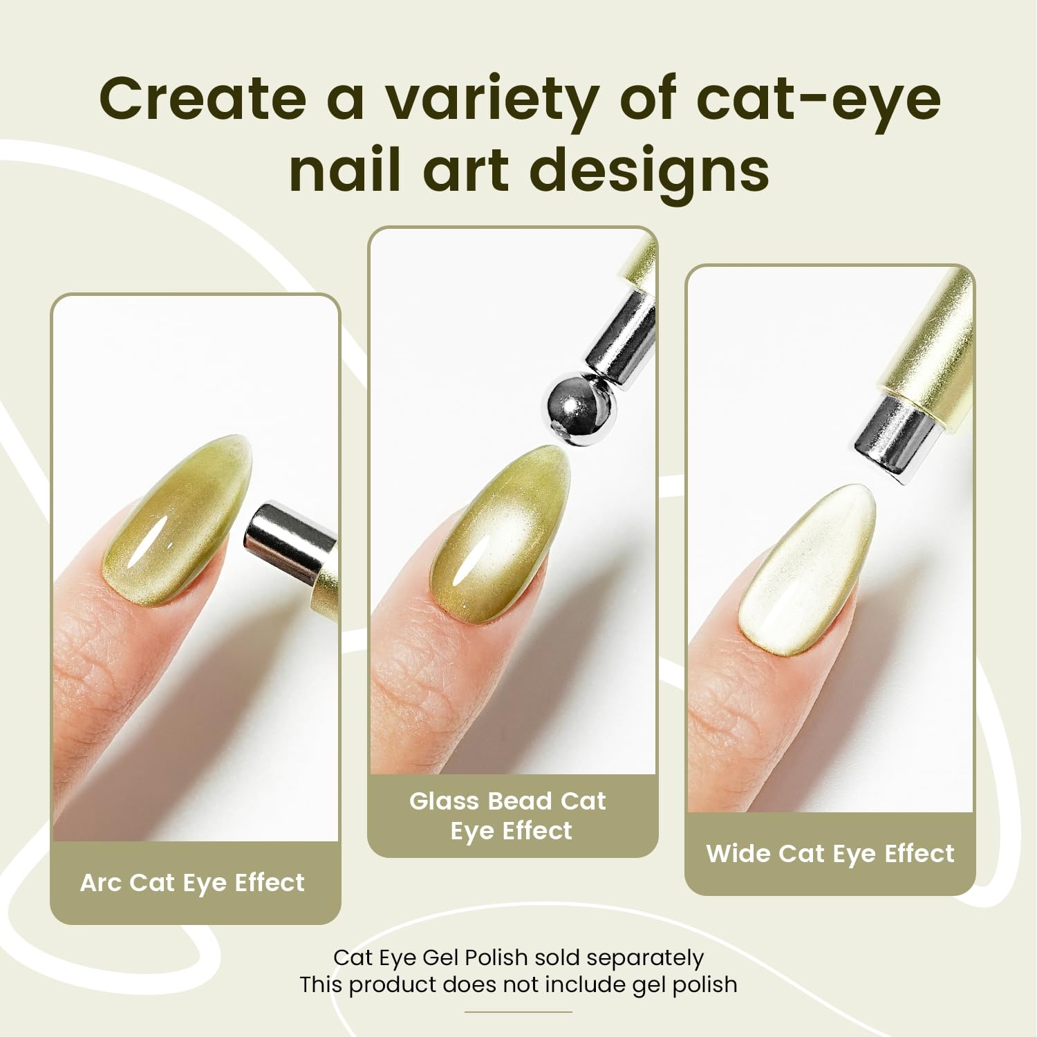 JODSONE 3-in-1 Cat Eye Magnet Nail Art Tool,Pink Gold Cylindrical & Round Ball Nail Magnet Pens, Multi-Effect Magnets for Cat Eye Gel Polish DIY at Home Salon(Magnet Only, No Gel Included)(Metal) - view 2