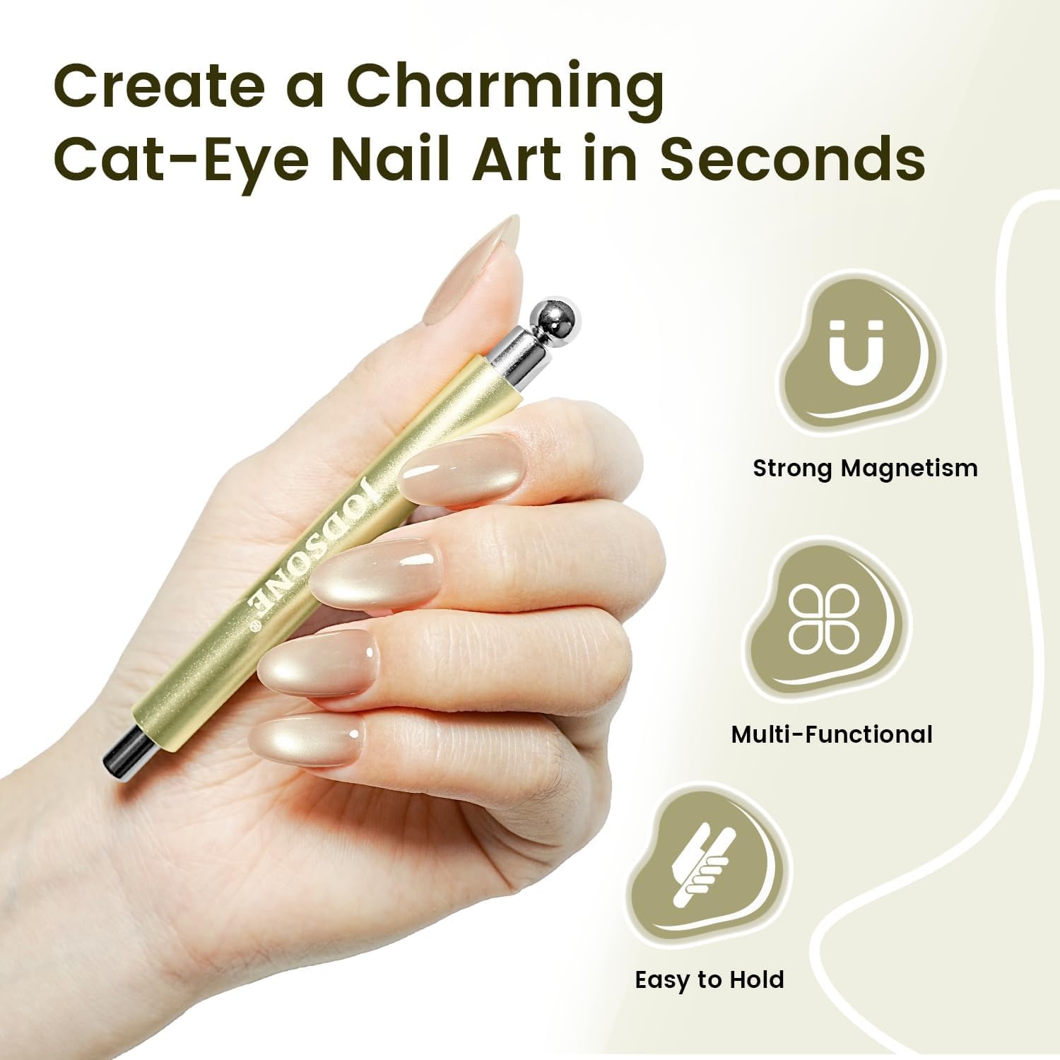 JODSONE 3-in-1 Cat Eye Magnet Nail Art Tool,Pink Gold Cylindrical & Round Ball Nail Magnet Pens, Multi-Effect Magnets for Cat Eye Gel Polish DIY at Home Salon(Magnet Only, No Gel Included)(Metal) - view 5