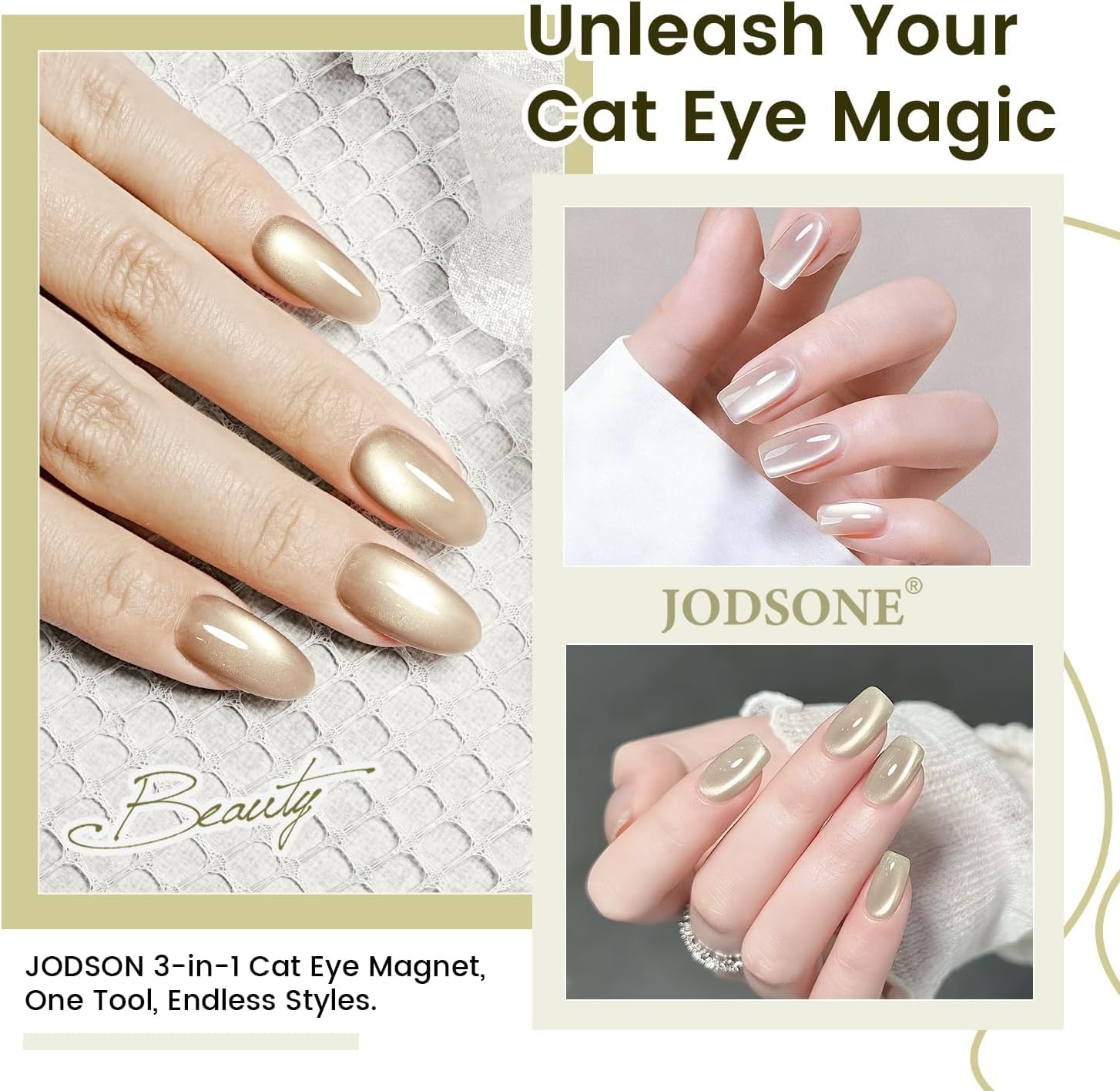 JODSONE 3-in-1 Cat Eye Magnet Nail Art Tool,Pink Gold Cylindrical & Round Ball Nail Magnet Pens, Multi-Effect Magnets for Cat Eye Gel Polish DIY at Home Salon(Magnet Only, No Gel Included)(Metal) - view 6