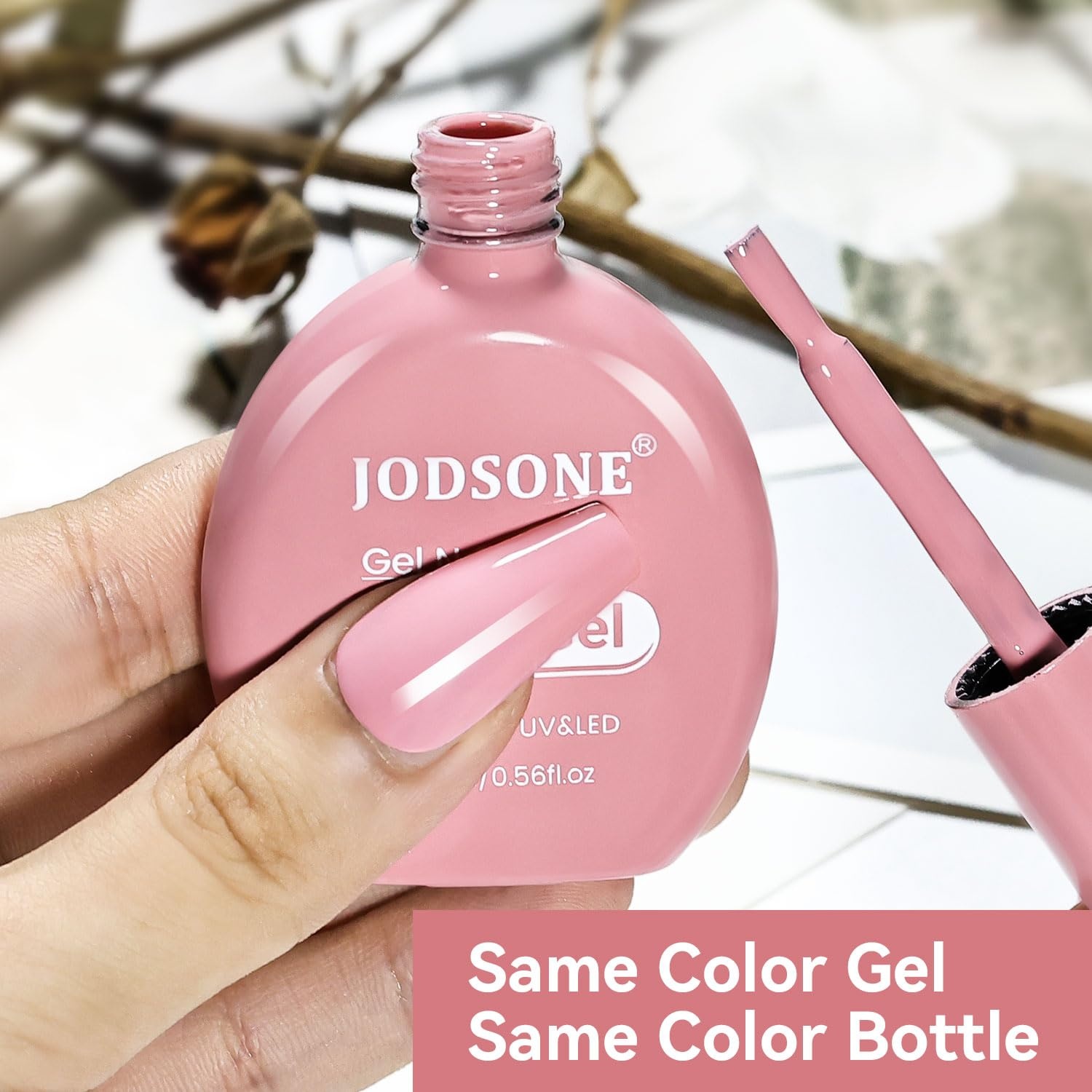 JODSONE 16.5ml Light Pink Gel Nail Polish Same Color Same Bottle Soak off Baby Pink DIY Salon Gift for Women(16.5ml-05)