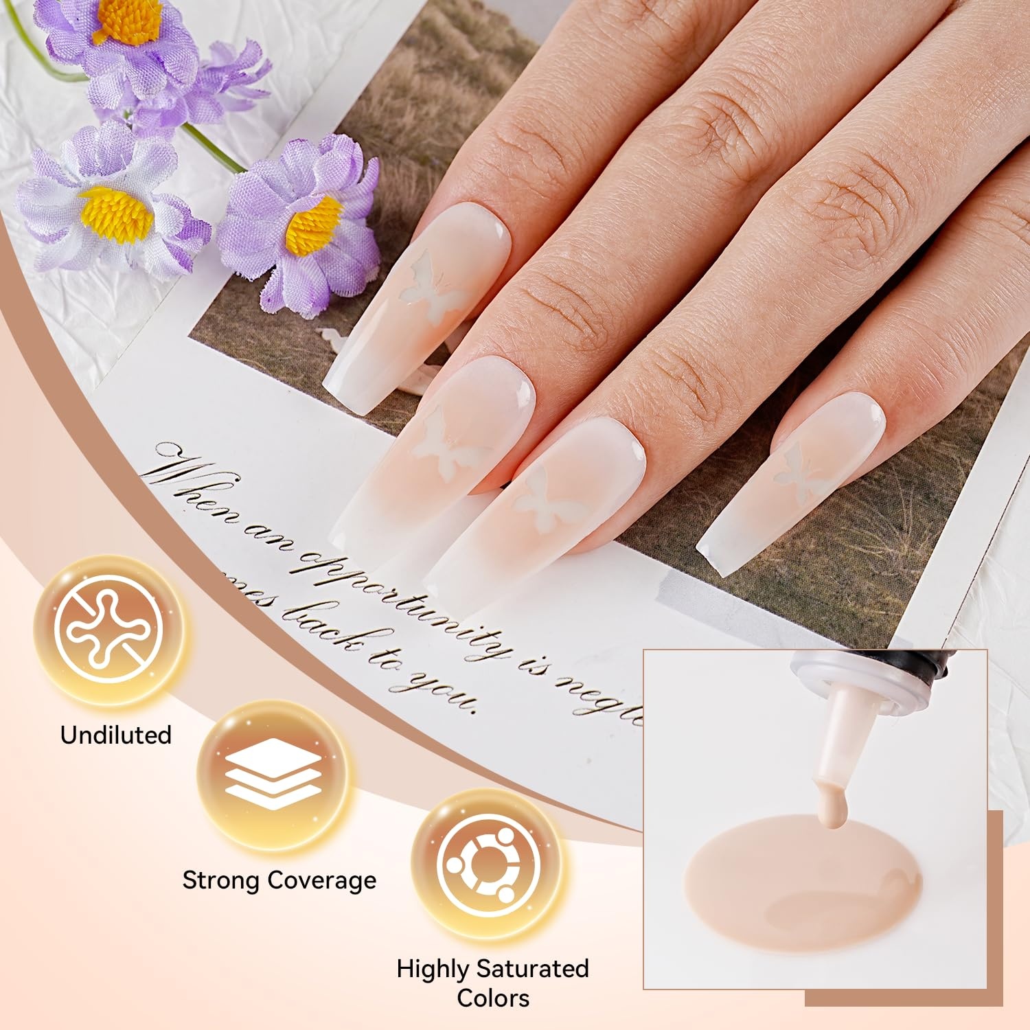 JODSONE 18ml Nude Airbrush Gel Nail Polish Fine Mist Nail No Dilution for Airbrush Nails Art Painting French Ombre Nail Art Designs(YLB004-Nude) - view 3