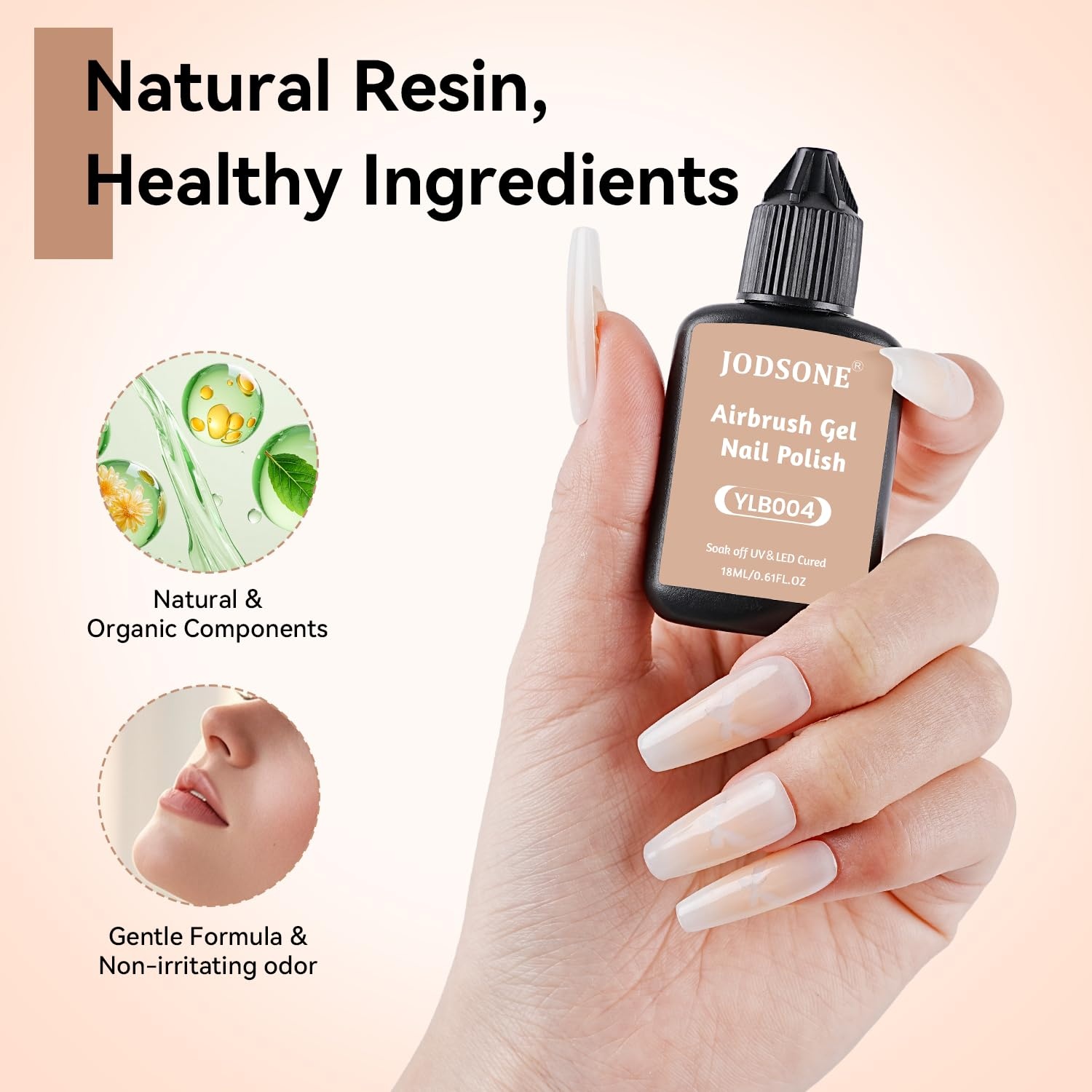 JODSONE 18ml Nude Airbrush Gel Nail Polish Fine Mist Nail No Dilution for Airbrush Nails Art Painting French Ombre Nail Art Designs(YLB004-Nude) - view 4