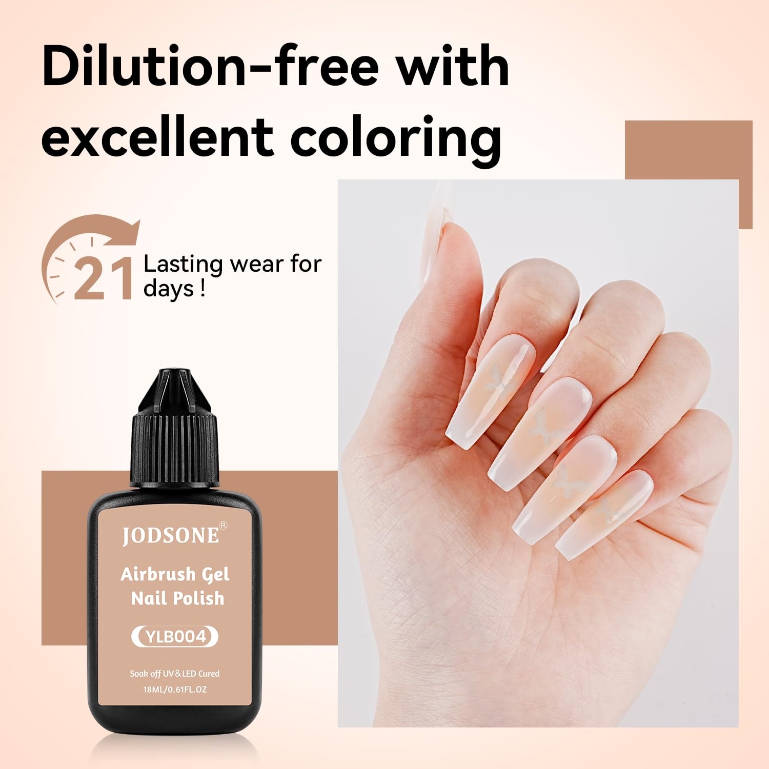 JODSONE 18ml Nude Airbrush Gel Nail Polish Fine Mist Nail No Dilution for Airbrush Nails Art Painting French Ombre Nail Art Designs(YLB004-Nude) - view 5