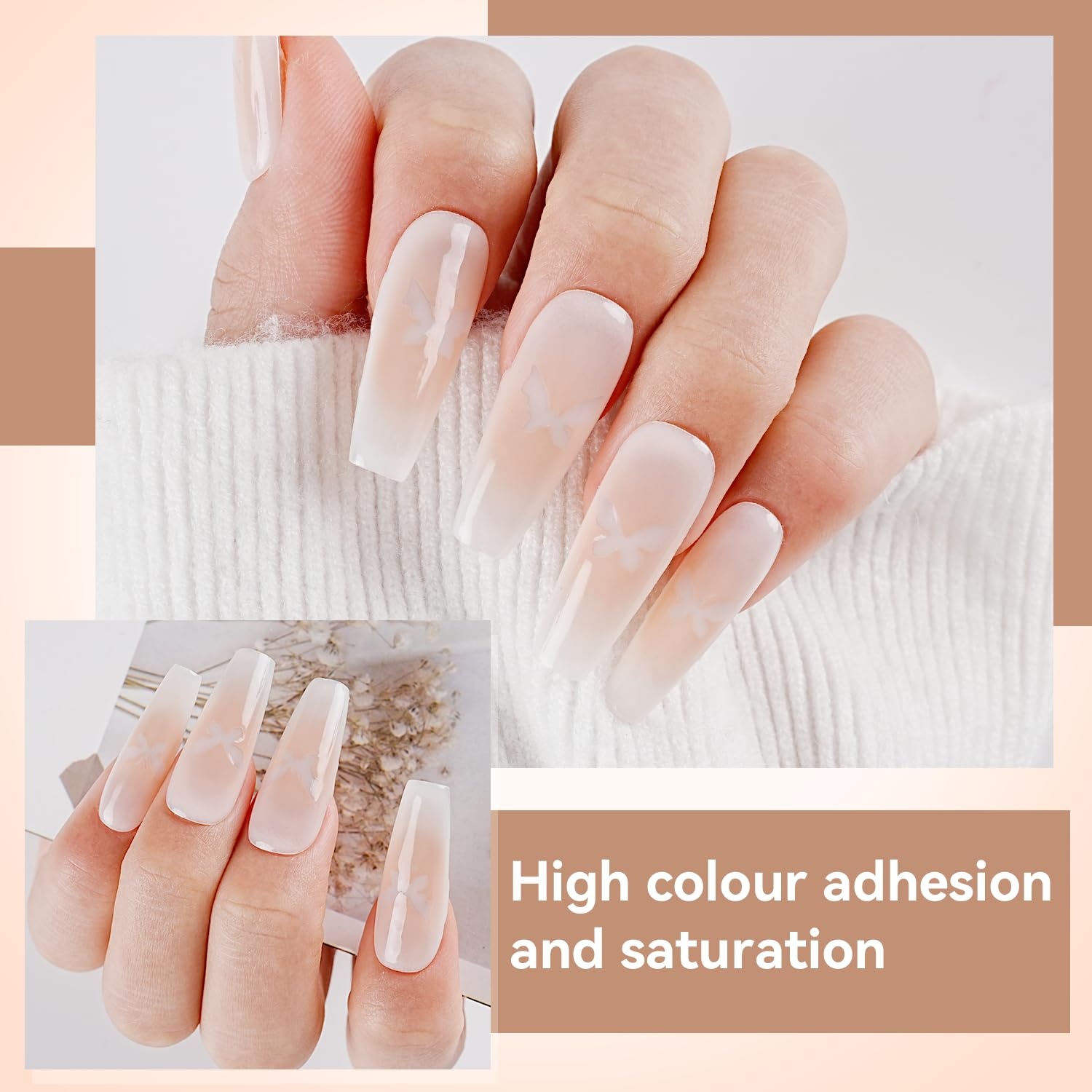 JODSONE 18ml Nude Airbrush Gel Nail Polish Fine Mist Nail No Dilution for Airbrush Nails Art Painting French Ombre Nail Art Designs(YLB004-Nude) - view 6