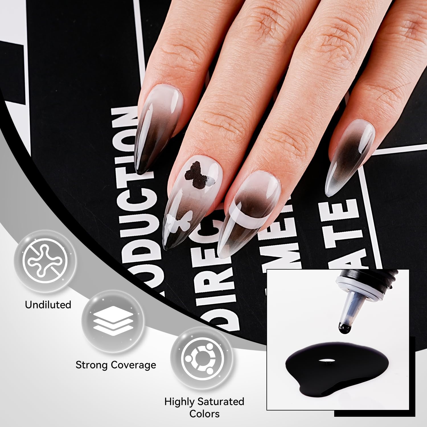 JODSONE 18ml Nude Airbrush Gel Nail Polish Fine Mist Nail No Dilution for Airbrush Nails Art Painting French Ombre Nail Art Designs(YLB001-Black) - view 2