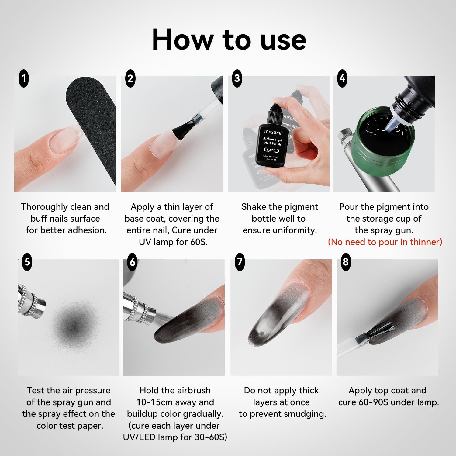 JODSONE 18ml Nude Airbrush Gel Nail Polish Fine Mist Nail No Dilution for Airbrush Nails Art Painting French Ombre Nail Art Designs(YLB001-Black) - view 4