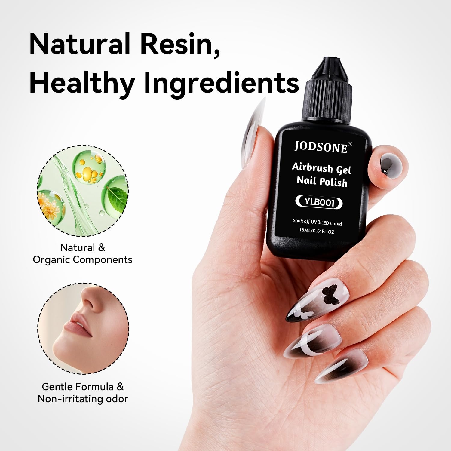JODSONE 18ml Nude Airbrush Gel Nail Polish Fine Mist Nail No Dilution for Airbrush Nails Art Painting French Ombre Nail Art Designs(YLB001-Black) - view 7