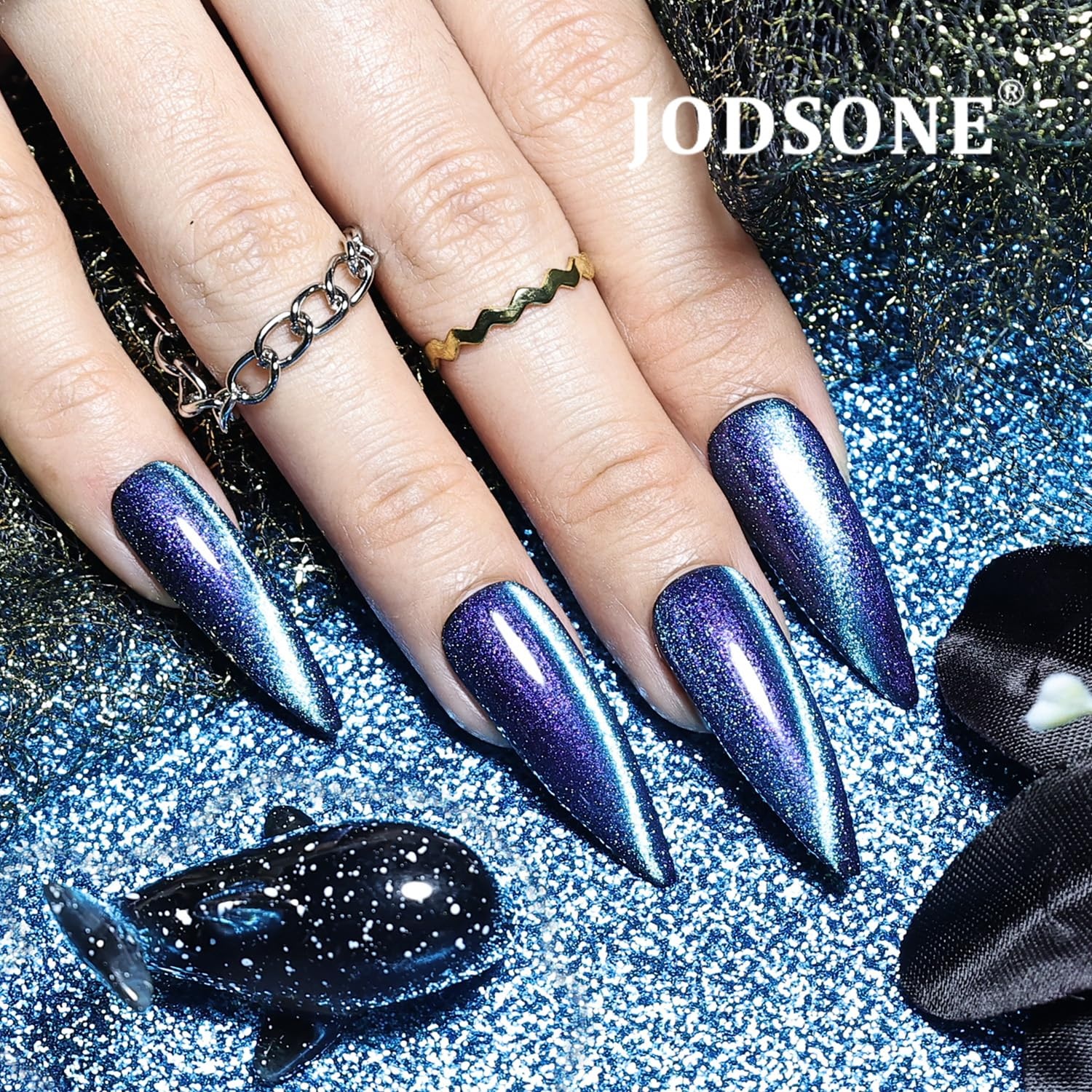 JODSONE 10 Colors Gel Nail Polish Set with Base Coat and Top Coat Magnetic Stick Aurora Crystals Cat Eye Perfect Holiday Gifts for Manicure and Lovers(10Color-CE-11) - view 3