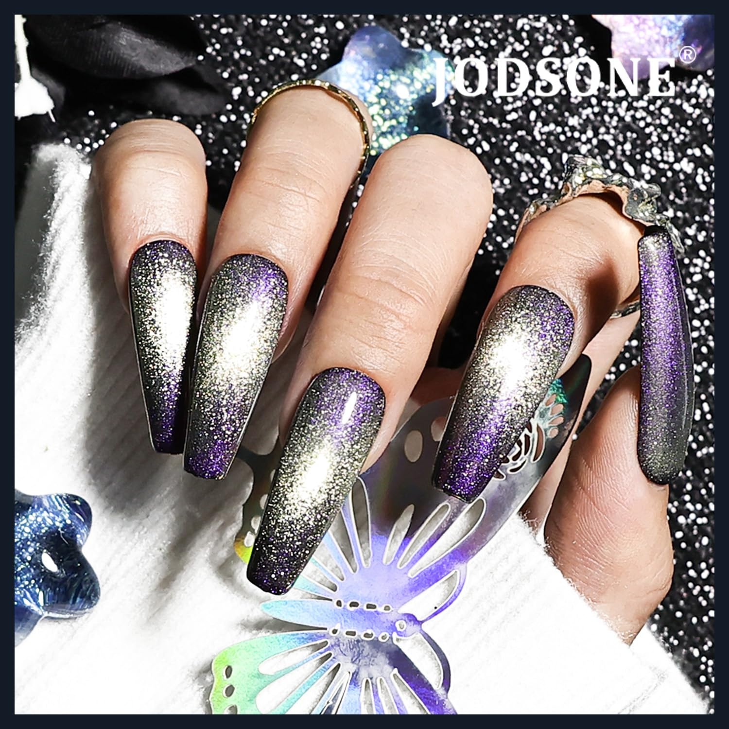 JODSONE 10 Colors Gel Nail Polish Set with Base Coat and Top Coat Magnetic Stick Aurora Crystals Cat Eye Perfect Holiday Gifts for Manicure and Lovers(10Color-CE-11) - view 4