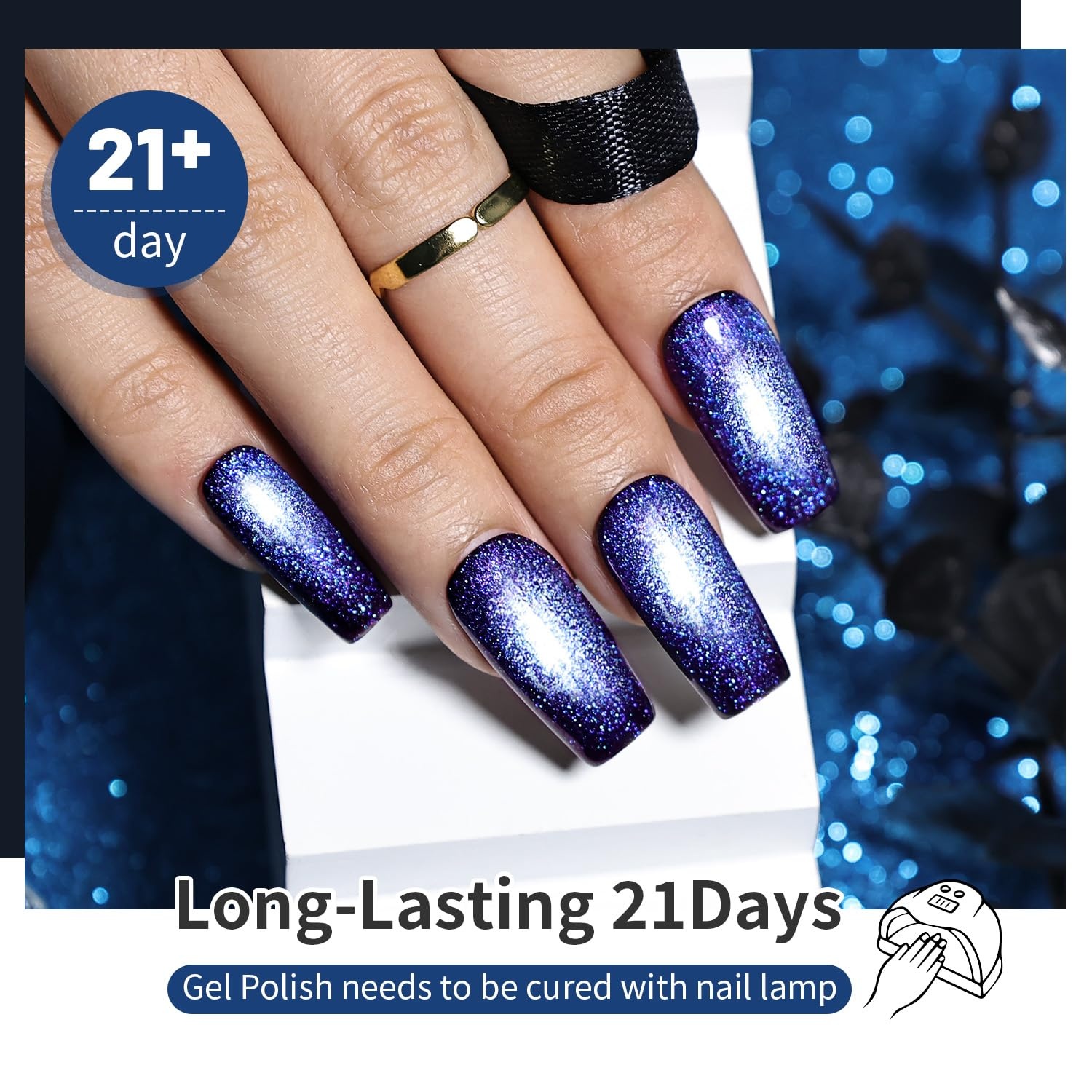 JODSONE 10 Colors Gel Nail Polish Set with Base Coat and Top Coat Magnetic Stick Aurora Crystals Cat Eye Perfect Holiday Gifts for Manicure and Lovers(10Color-CE-11) - view 5