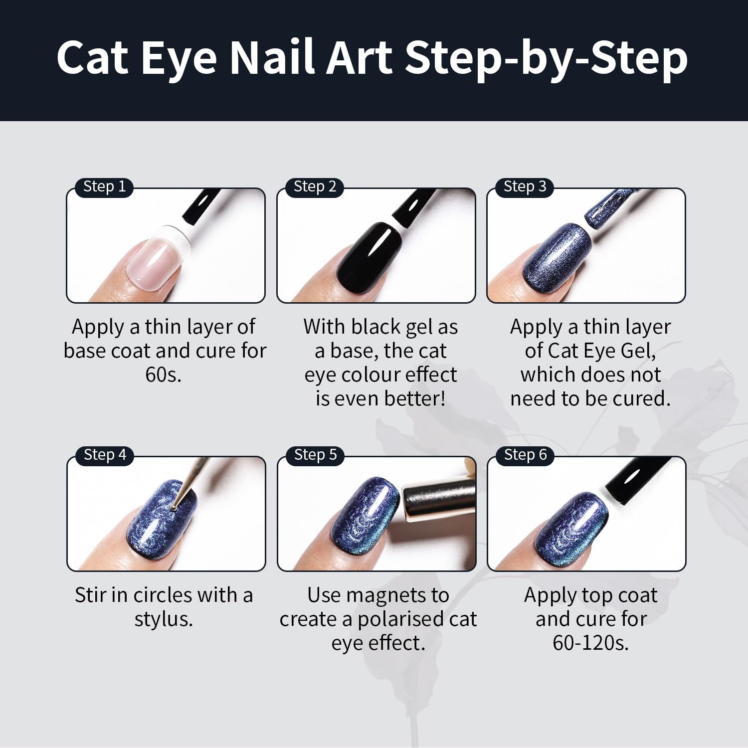 JODSONE 10 Colors Gel Nail Polish Set with Base Coat and Top Coat Magnetic Stick Aurora Crystals Cat Eye Perfect Holiday Gifts for Manicure and Lovers(10Color-CE-11) - view 6
