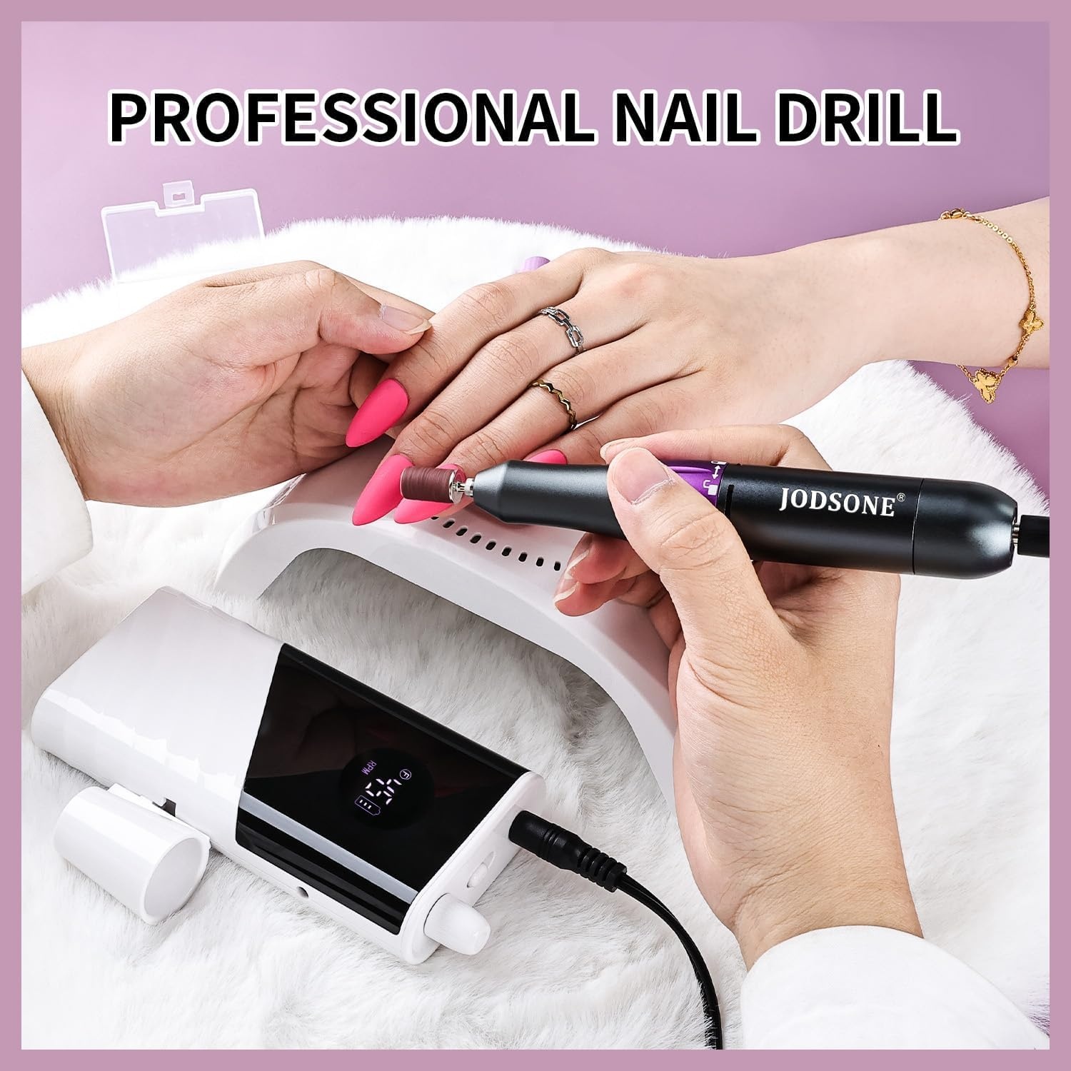 JODSONE Professional Nail Drill 45000 RPM Rechargeable Nail File for Nail Gel Removal Low Noise Portable for Home and Salon - view 6