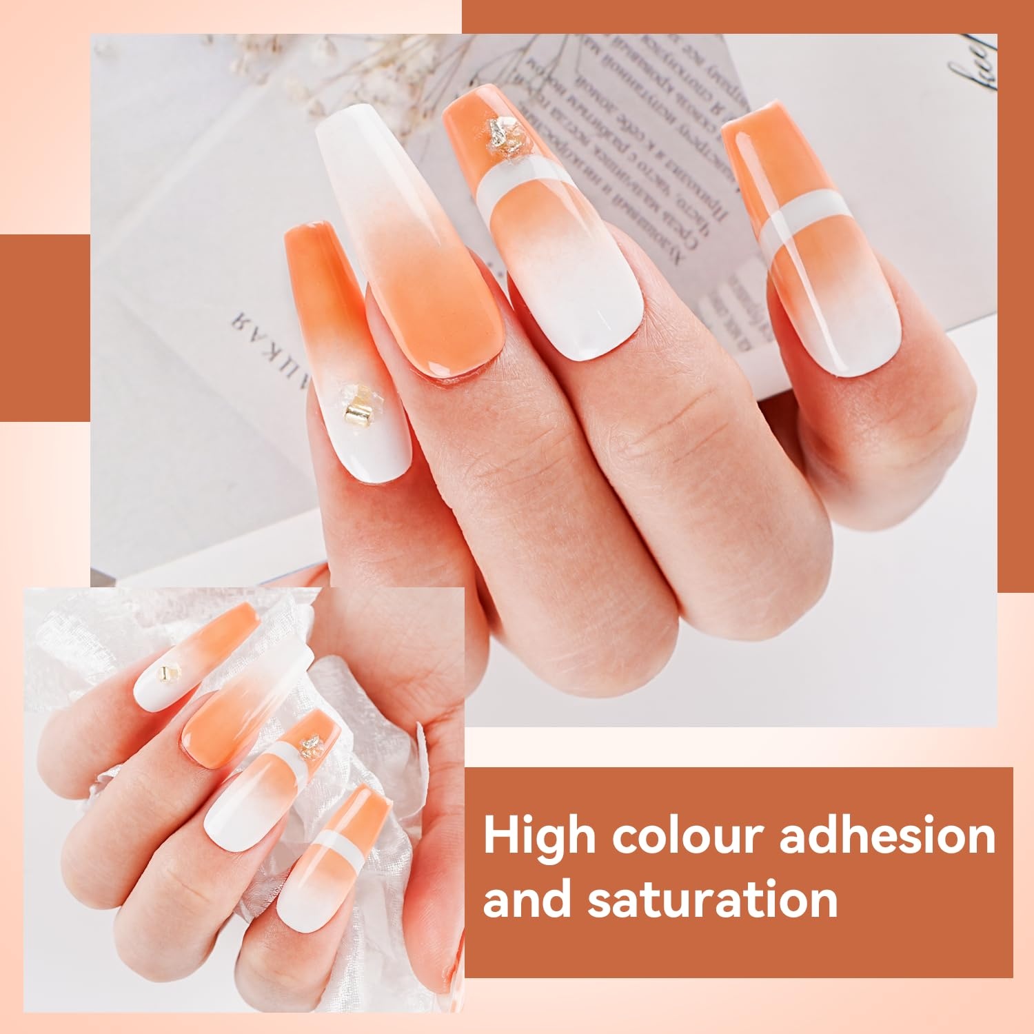 JODSONE 18ml Nude Airbrush Gel Nail Polish Fine Mist Nail No Dilution for Airbrush Nails Art Painting French Ombre Nail Art Designs(YLB020-Orange) - view 3