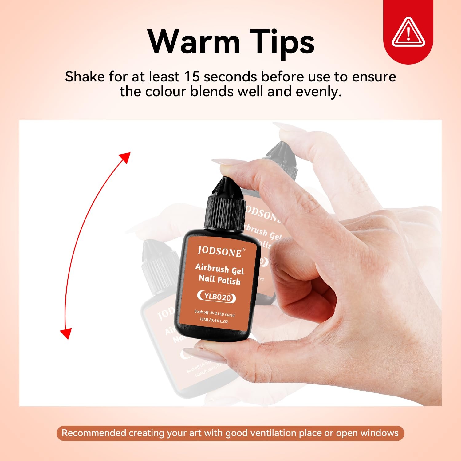 JODSONE 18ml Nude Airbrush Gel Nail Polish Fine Mist Nail No Dilution for Airbrush Nails Art Painting French Ombre Nail Art Designs(YLB020-Orange) - view 6