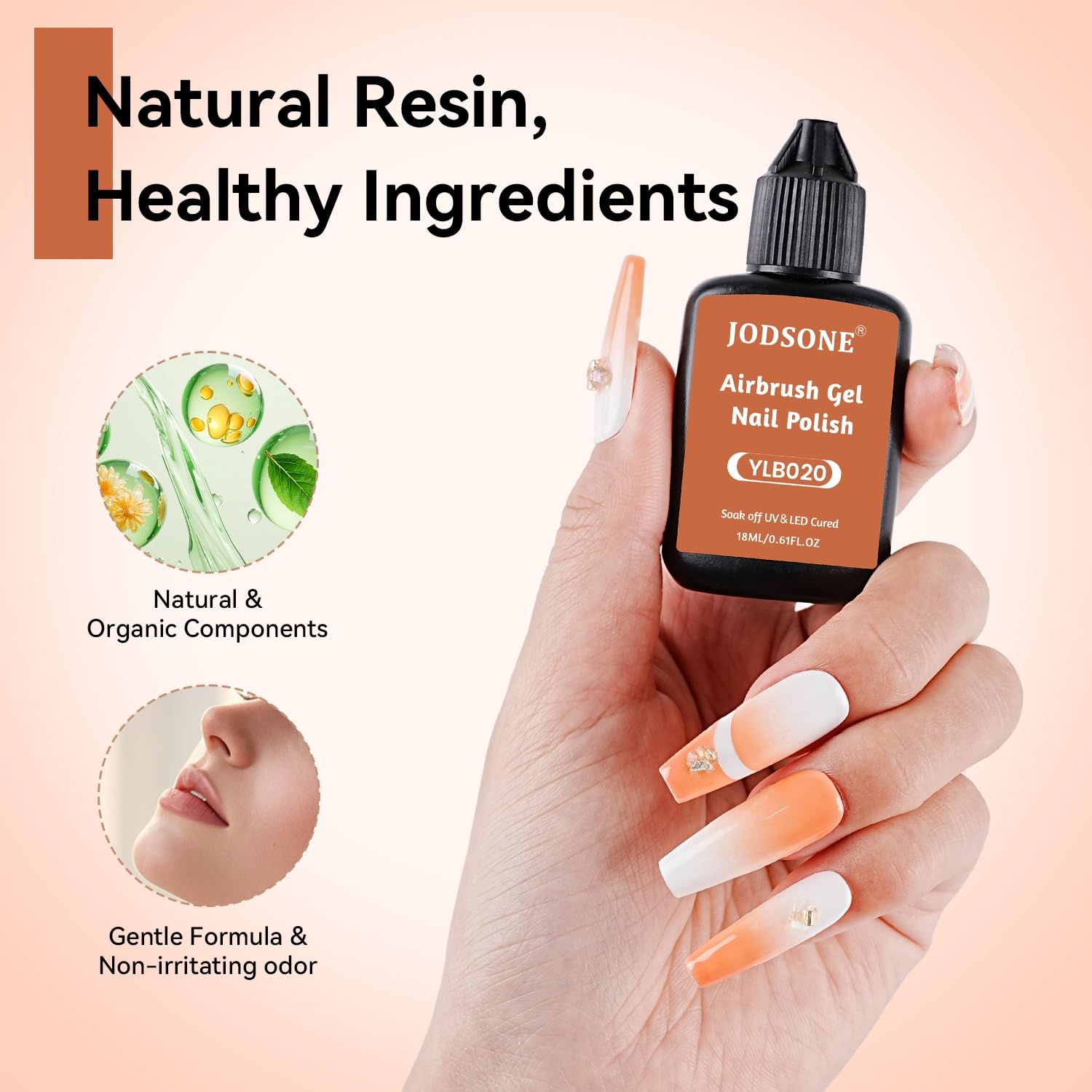 JODSONE 18ml Nude Airbrush Gel Nail Polish Fine Mist Nail No Dilution for Airbrush Nails Art Painting French Ombre Nail Art Designs(YLB020-Orange) - view 7