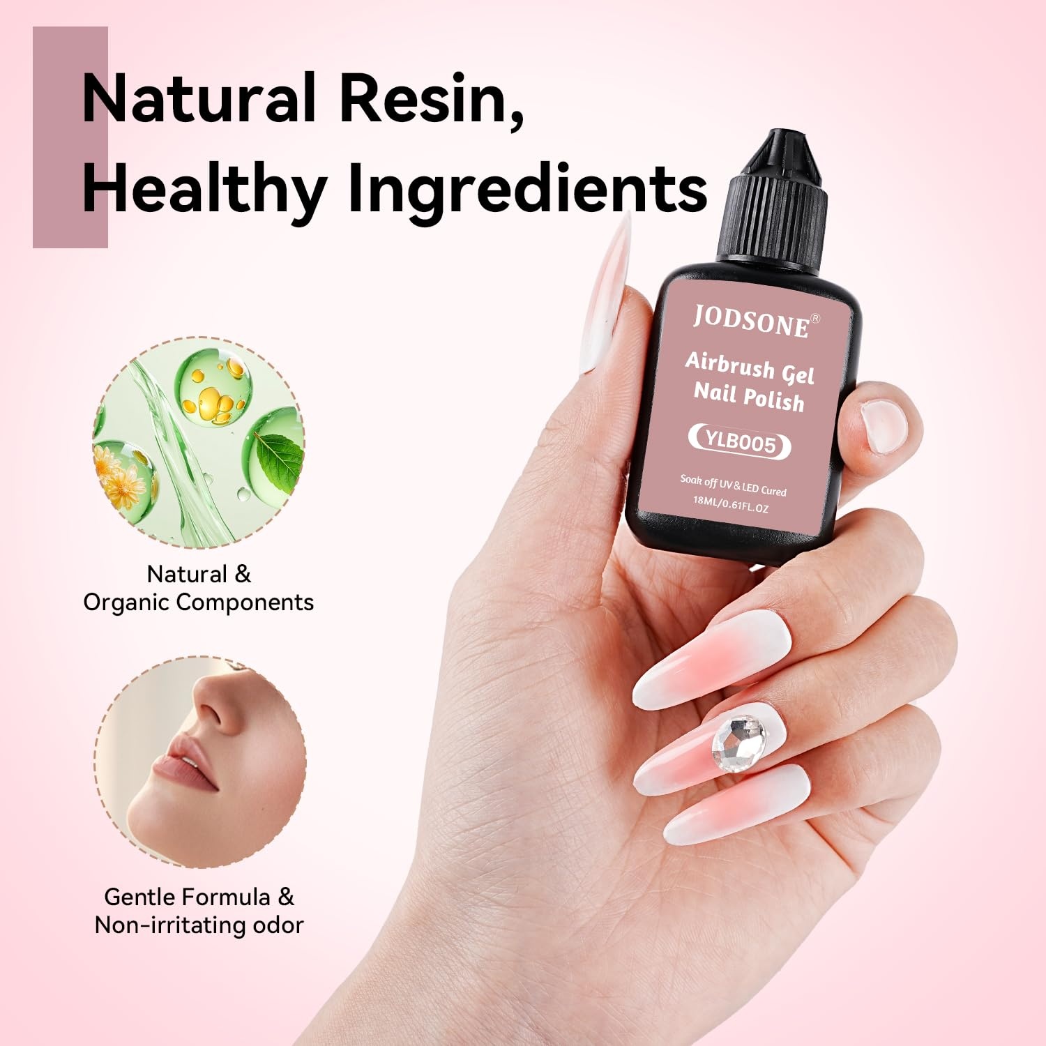 JODSONE 18ml Nude Airbrush Gel Nail Polish Fine Mist Nail No Dilution for Airbrush Nails Art Painting French Ombre Nail Art Designs(YLB005-Pink)