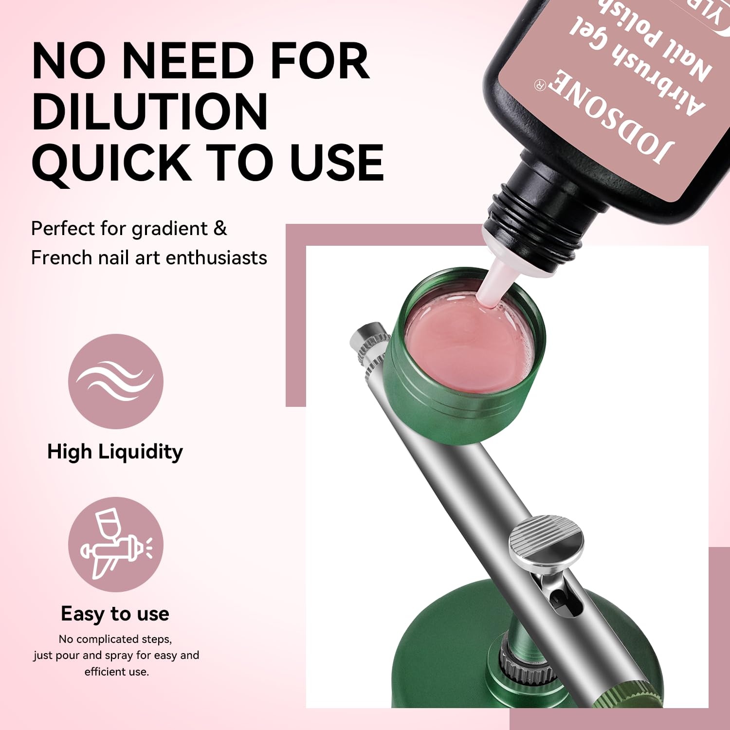 JODSONE 18ml Nude Airbrush Gel Nail Polish Fine Mist Nail No Dilution for Airbrush Nails Art Painting French Ombre Nail Art Designs(YLB005-Pink) - view 2