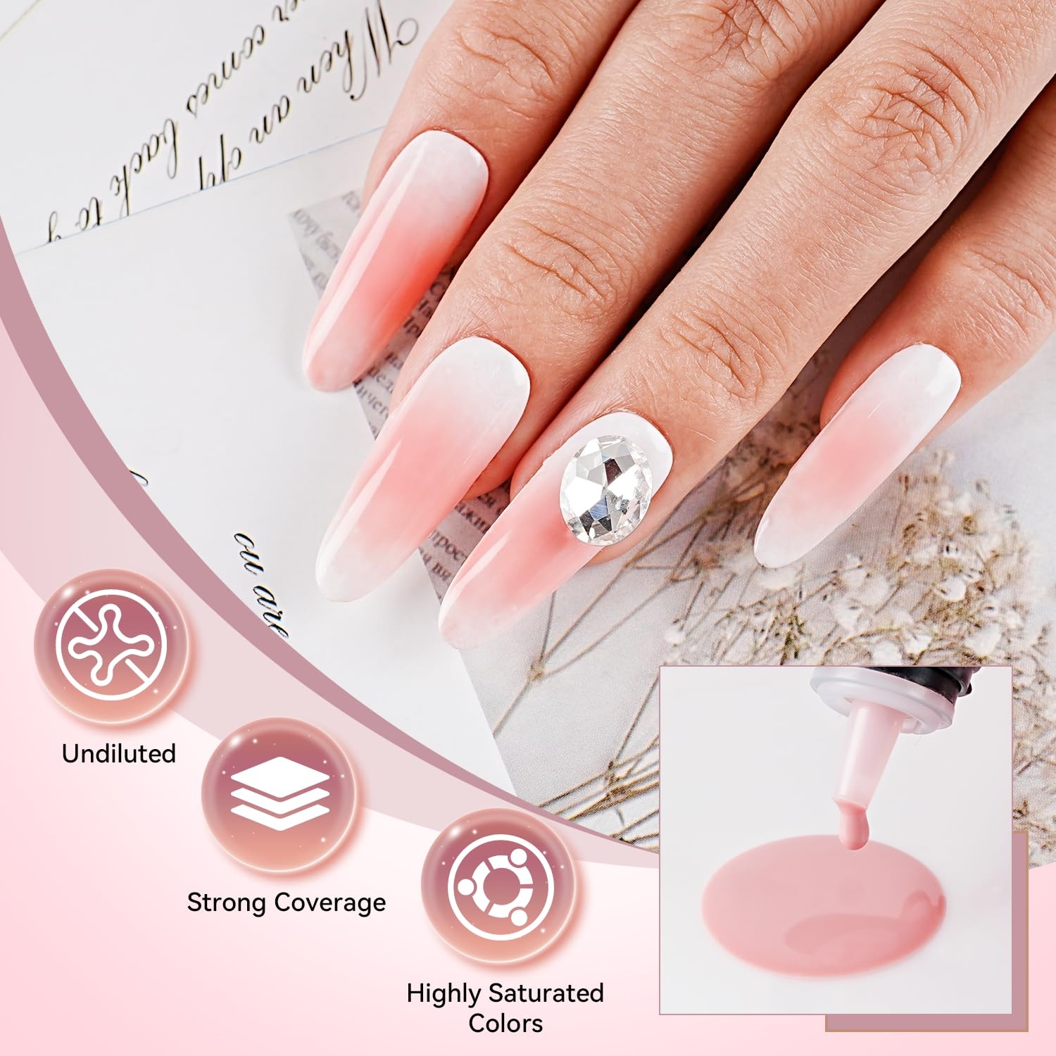 JODSONE 18ml Nude Airbrush Gel Nail Polish Fine Mist Nail No Dilution for Airbrush Nails Art Painting French Ombre Nail Art Designs(YLB005-Pink) - view 4