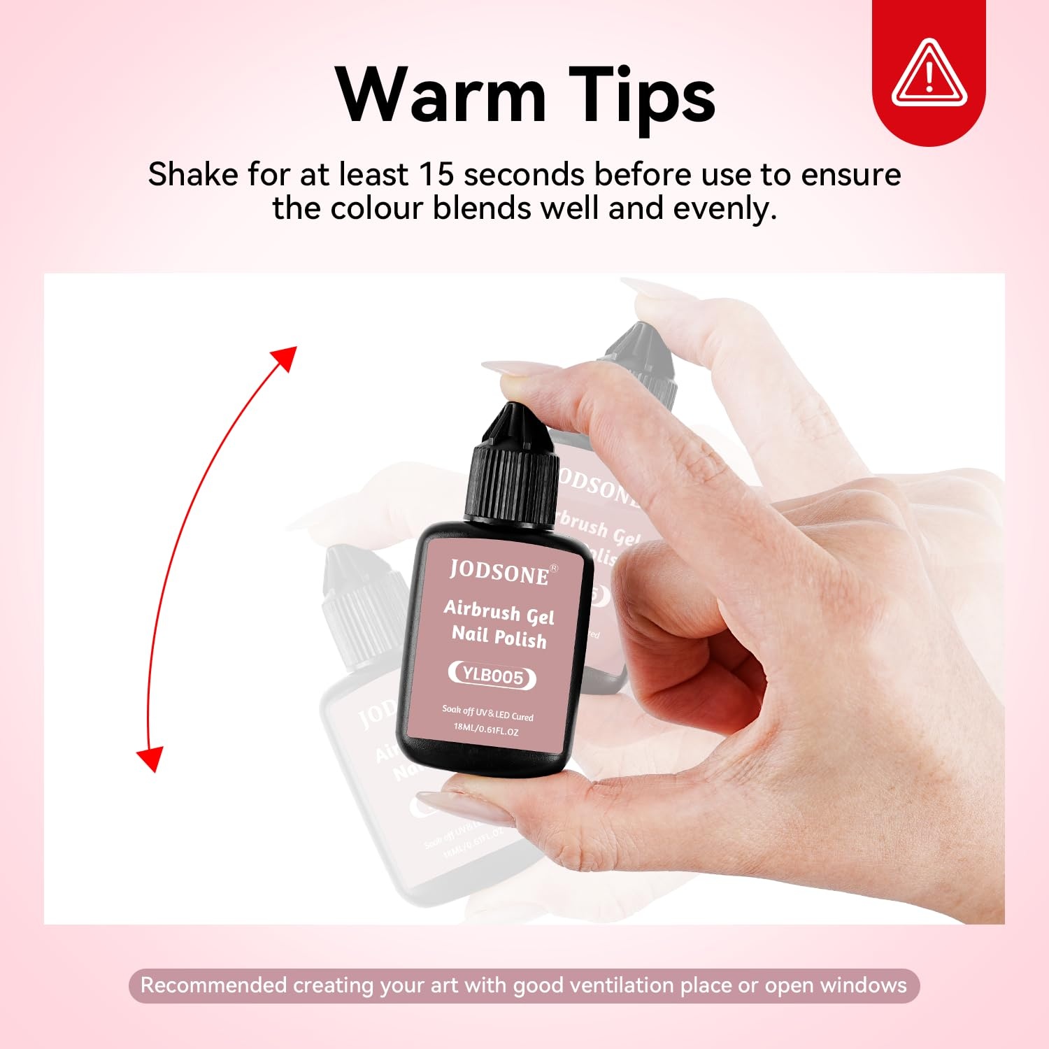 JODSONE 18ml Nude Airbrush Gel Nail Polish Fine Mist Nail No Dilution for Airbrush Nails Art Painting French Ombre Nail Art Designs(YLB005-Pink) - view 7