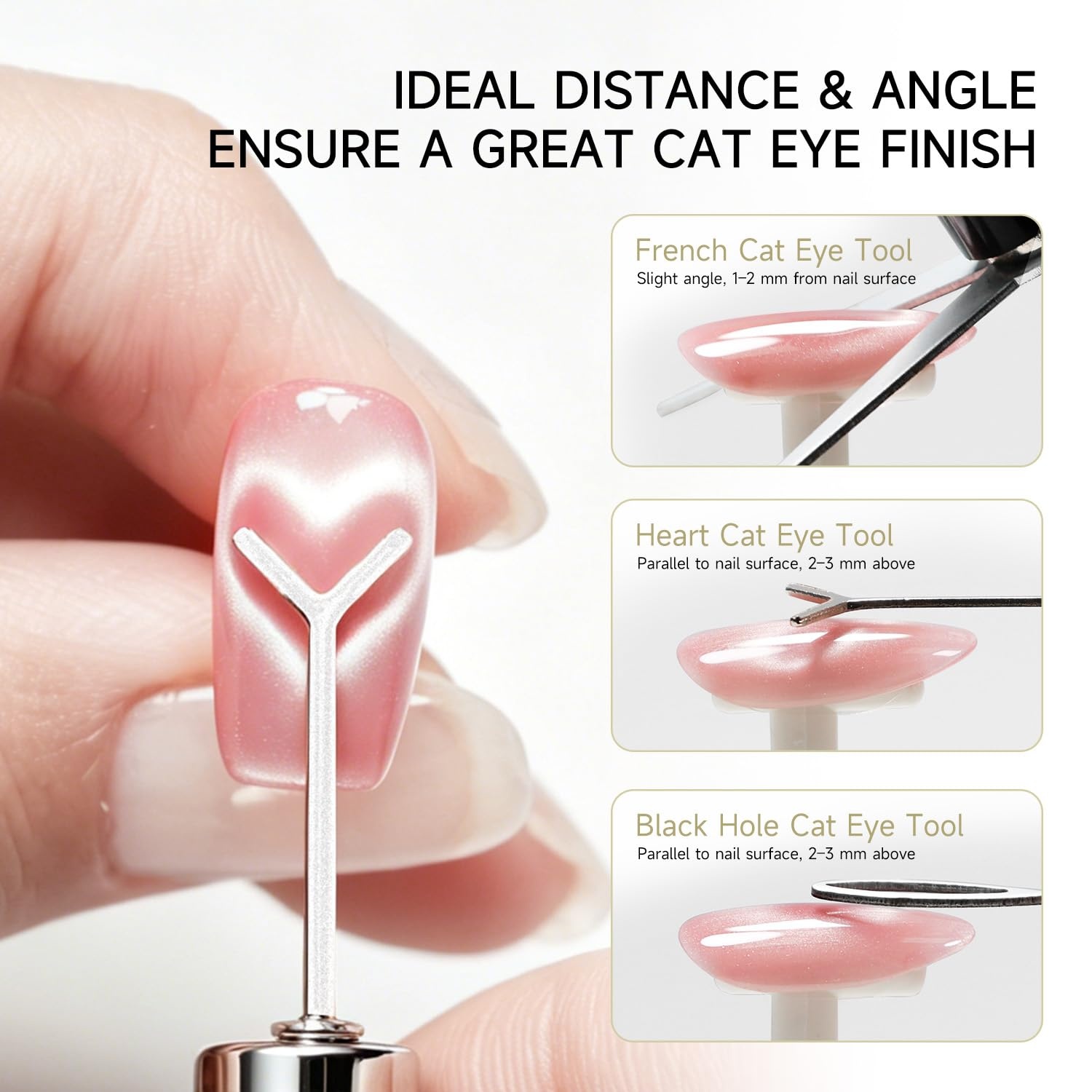JODSONE 3-in-1 Cat Eye Magnet Nail Art Tool,Pink Gold Cylindrical & Round Ball Nail Magnet Pens, Multi-Effect Magnets for Cat Eye Gel Polish DIY at Home Salon(Magnet Only, No Gel Included)(Gold) - view 4