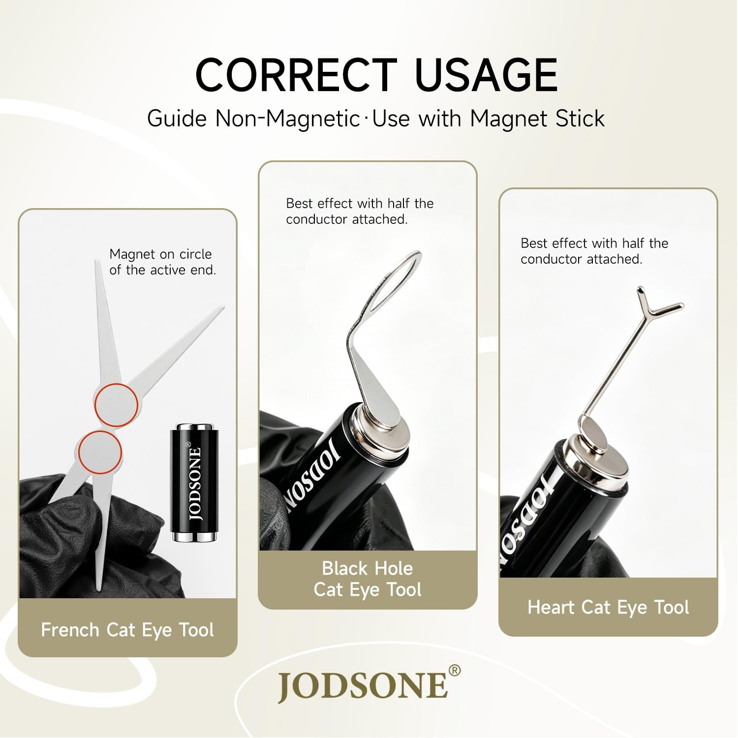 JODSONE 3-in-1 Cat Eye Magnet Nail Art Tool,Pink Gold Cylindrical & Round Ball Nail Magnet Pens, Multi-Effect Magnets for Cat Eye Gel Polish DIY at Home Salon(Magnet Only, No Gel Included)(Gold) - view 5