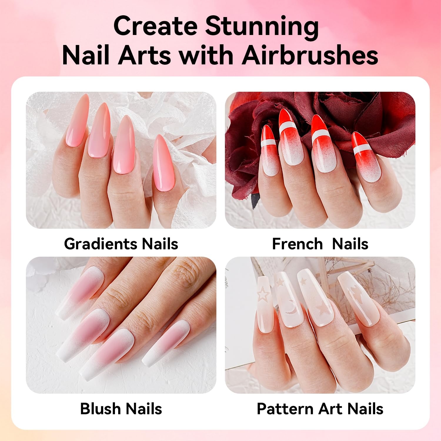 JODSONE 18ml Classic Airbrush Gel Nail Polish Set 6 Colors with White Red Blue Purple No Dilution Fine Mist Nail for Ombre Blush and French Manicure Designs Women’s Holiday Gift(6Color-Airbrush-6) - view 5