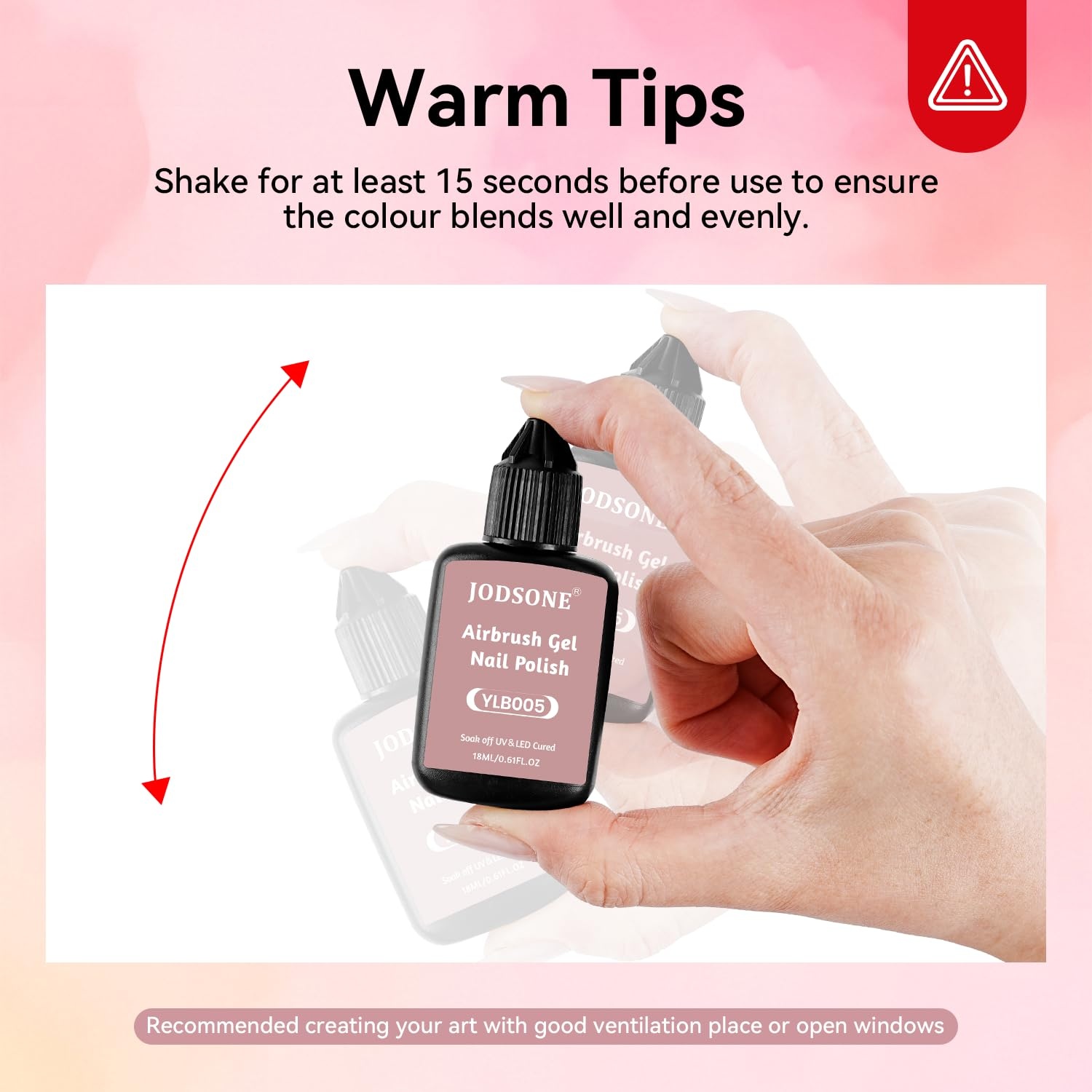 JODSONE 18ml Classic Airbrush Gel Nail Polish Set 6 Colors with White Red Blue Purple No Dilution Fine Mist Nail for Ombre Blush and French Manicure Designs Women’s Holiday Gift(6Color-Airbrush-6) - view 7