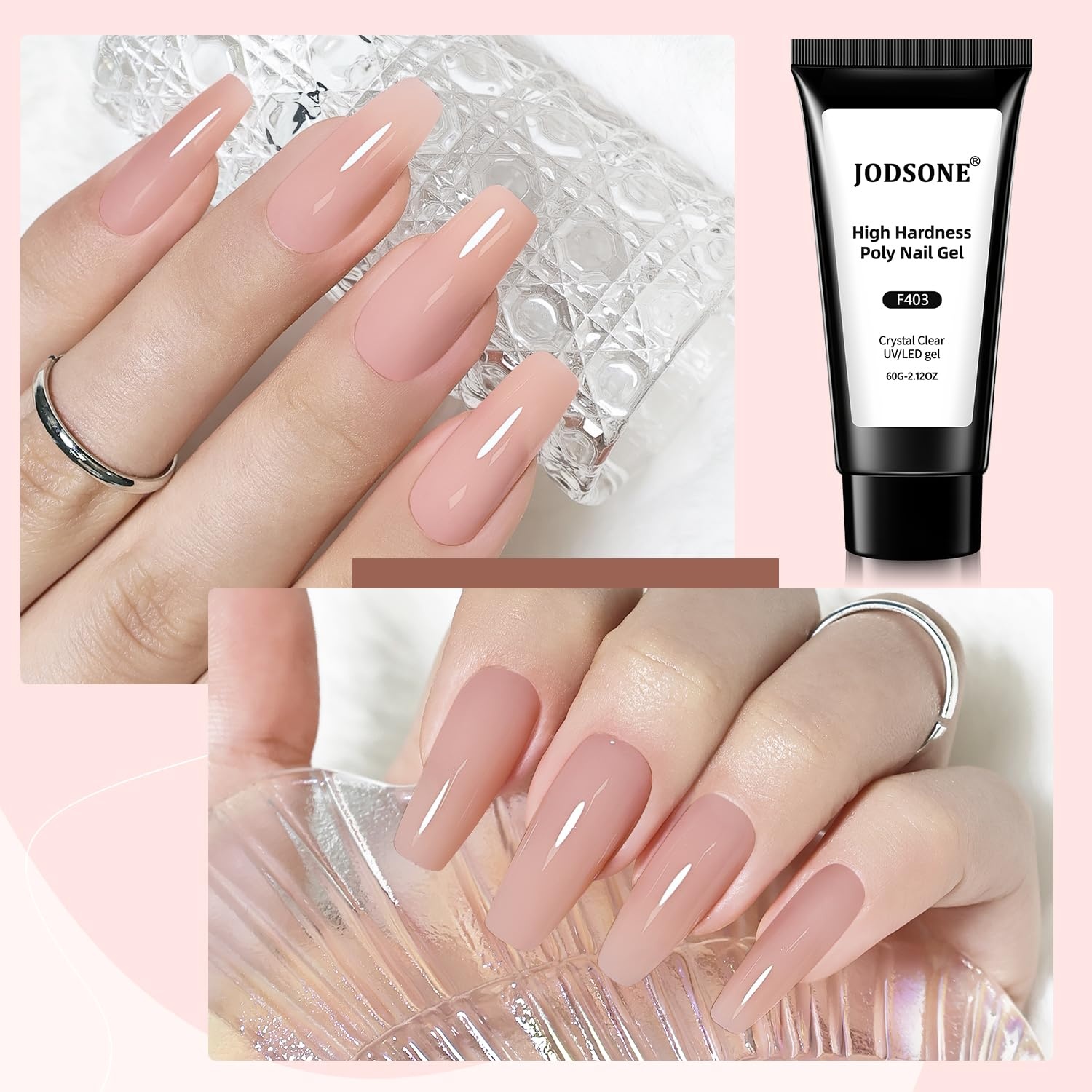 JODSONE High Hardness Poly Nail Gel Dark Nude Extension Nail for Nails Manicures Home Salon(60G-Poly Nail Gel-403) - view 4
